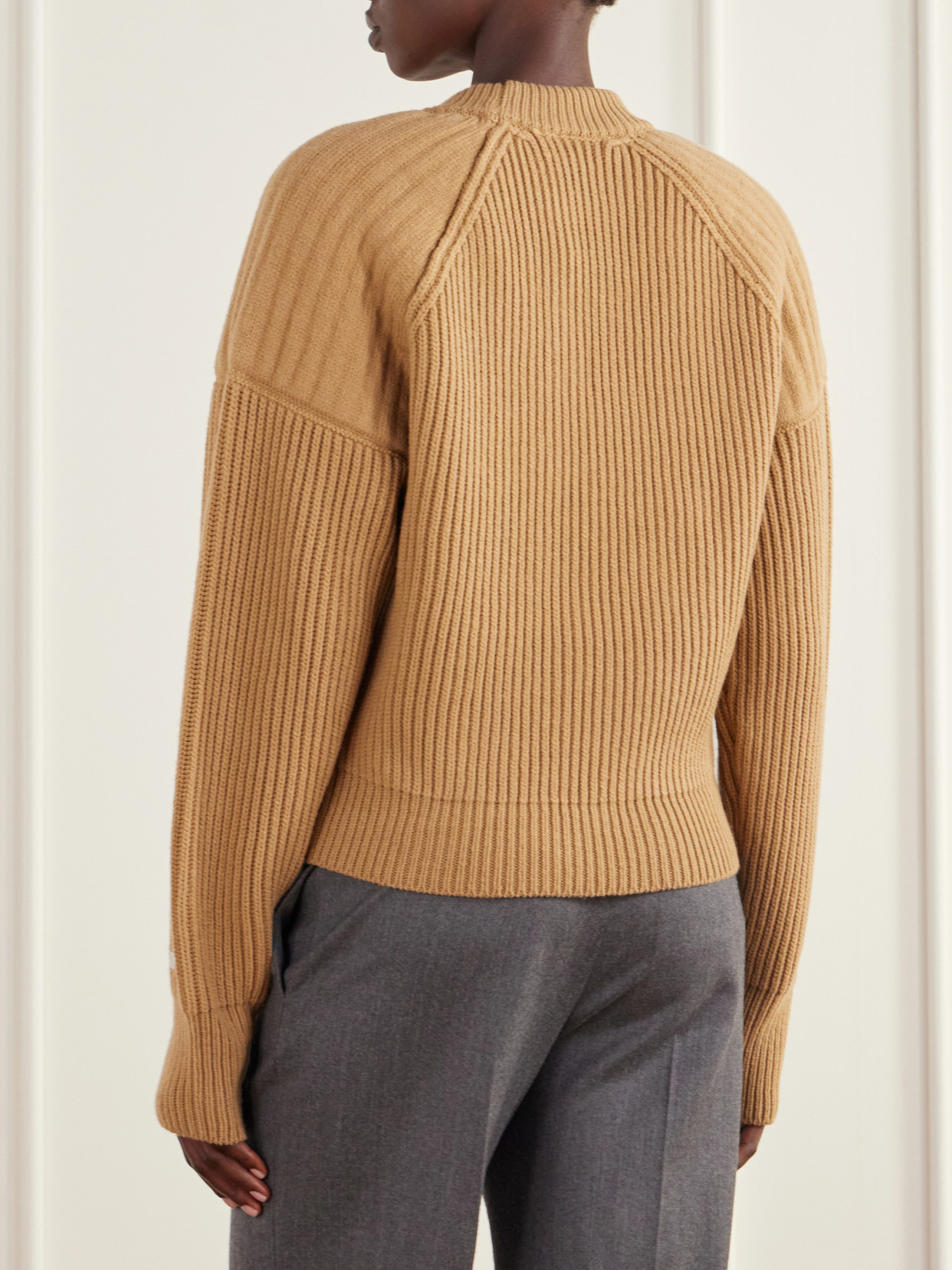 Paneled Ribbed Wool-Blend Sweater