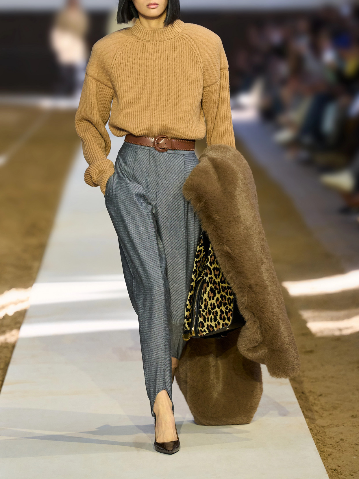 Paneled Ribbed Wool-Blend Sweater
