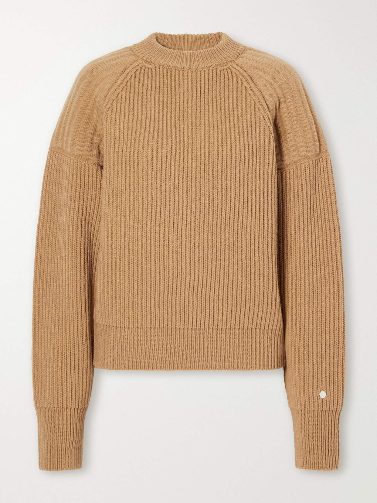 Stella Mccartney Paneled Ribbed Wool-blend Sweater In Brown