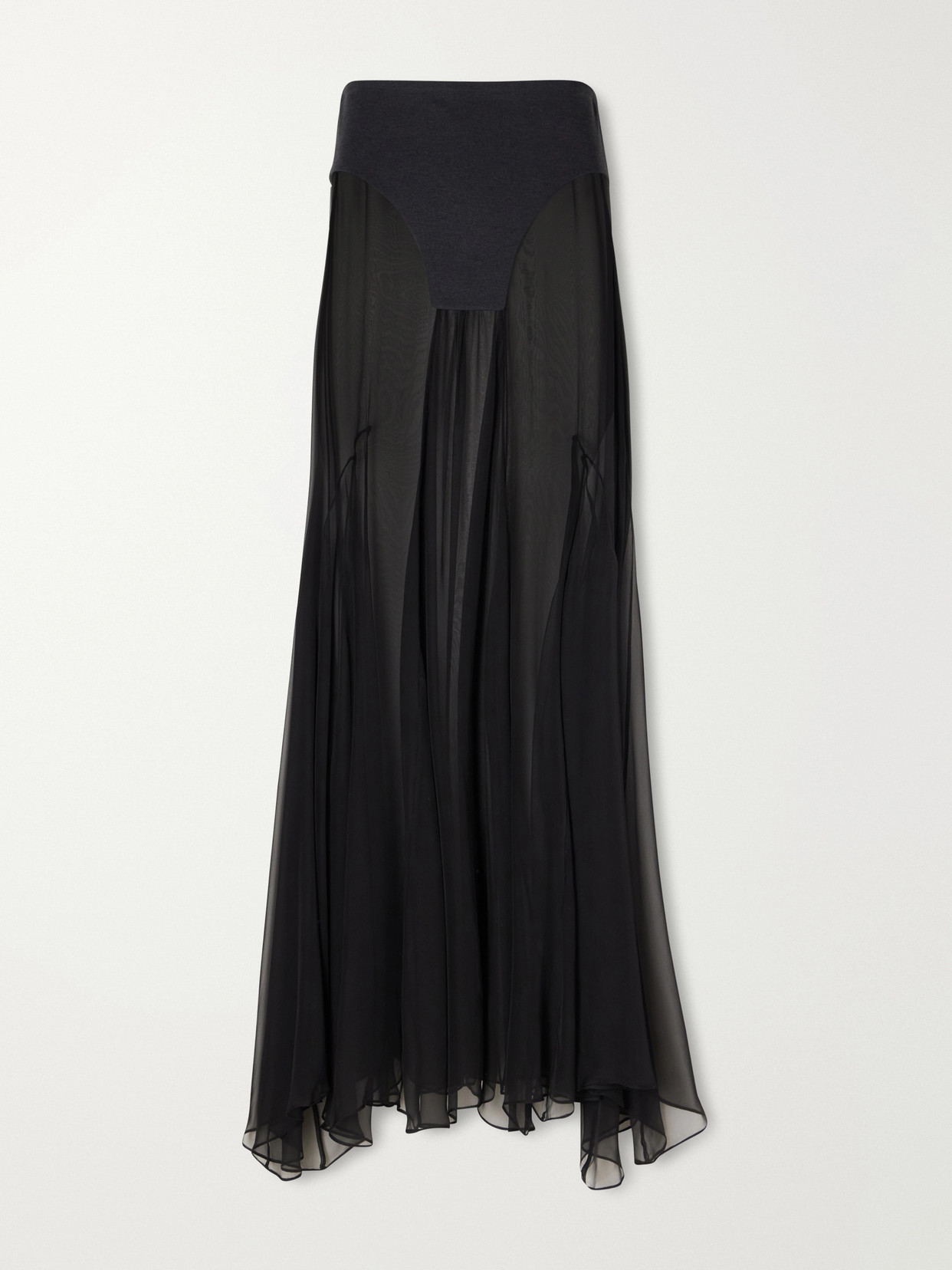 Paneled Silk-Chiffon And Jersey Maxi