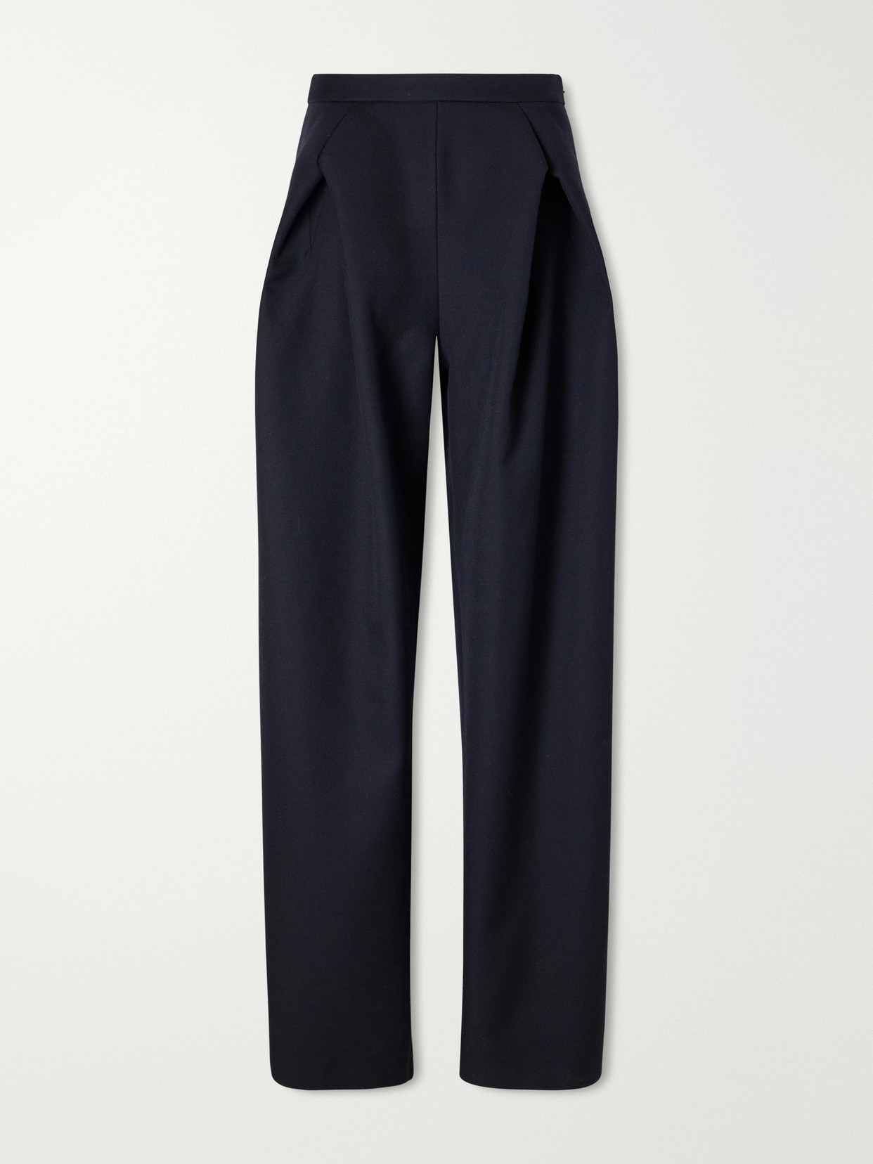 Pleated Wool-Drill Wide- Leg