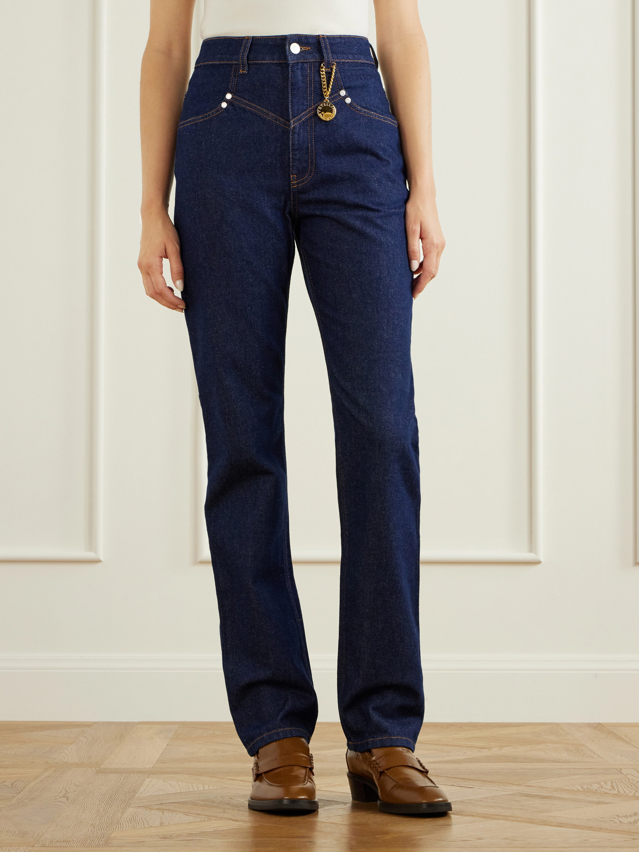High-Waist Straight-Leg Jeans