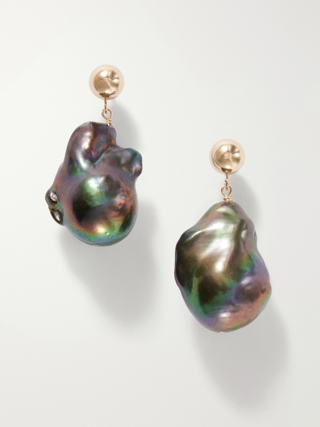 Loren Stewart Nymph 14-karat Gold And Black Pearls Earrings In Multi
