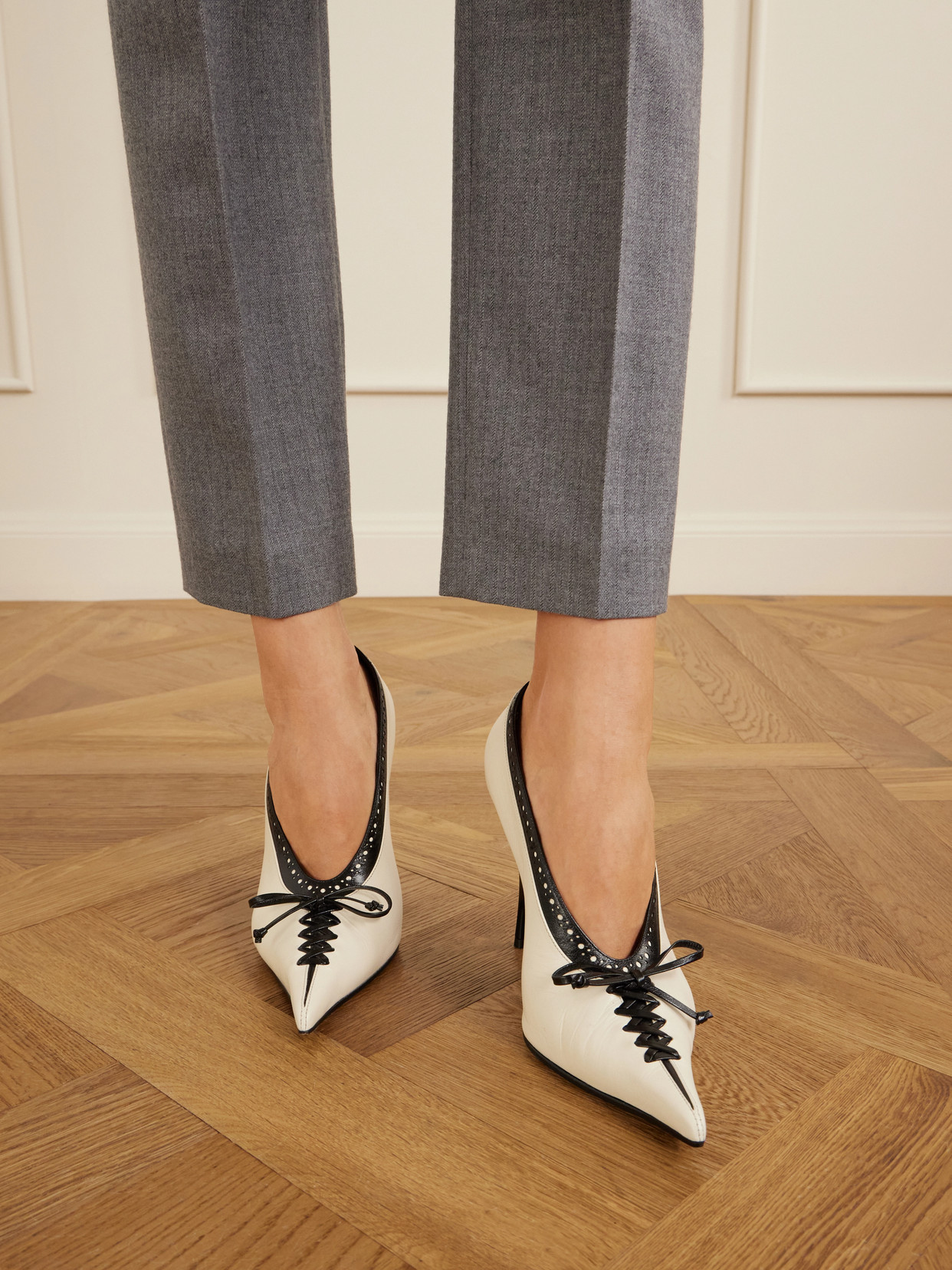 Koko Two-Tone Lace-Detail Pumps