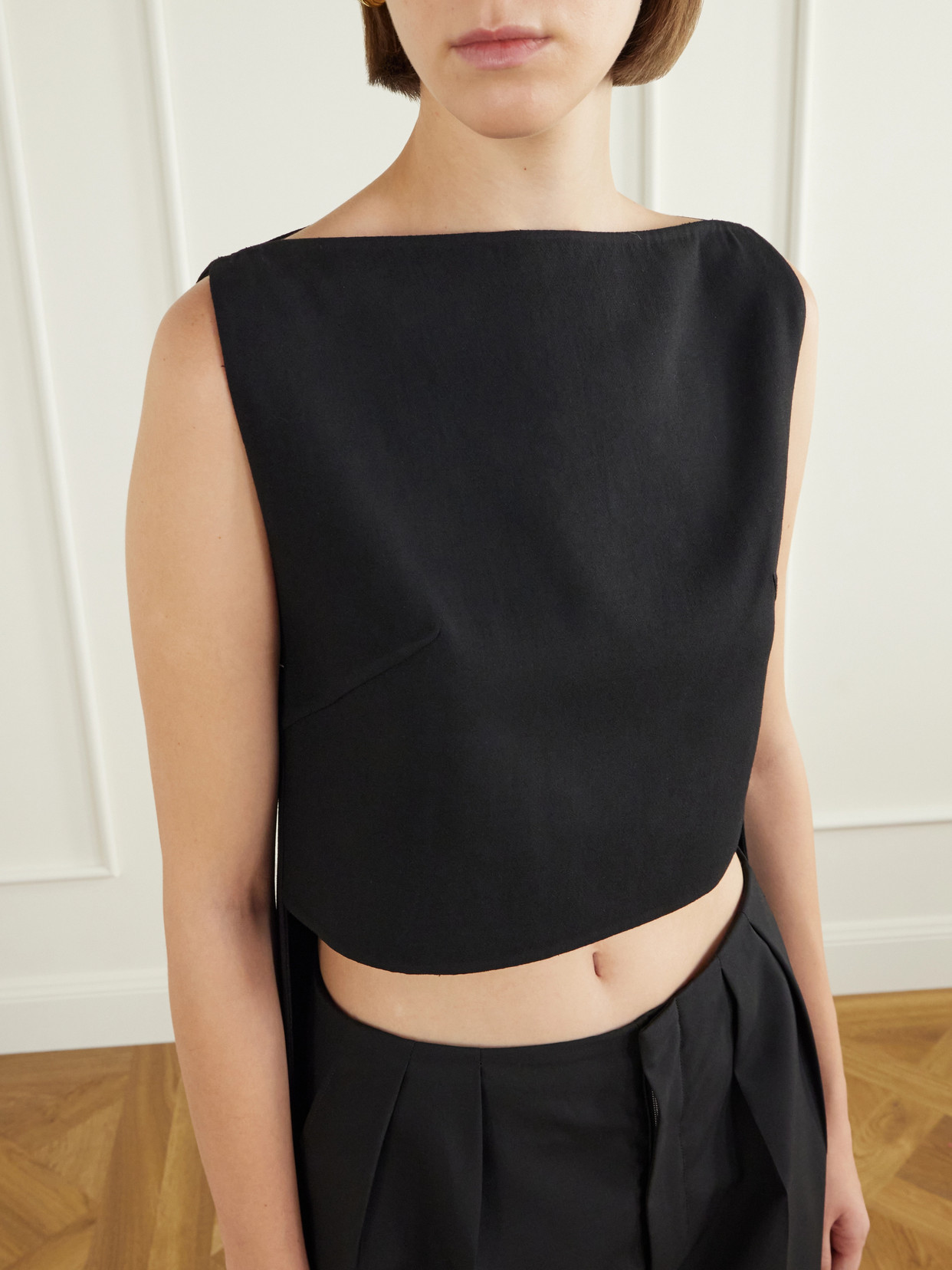 Cropped Wool-Blend Blouse