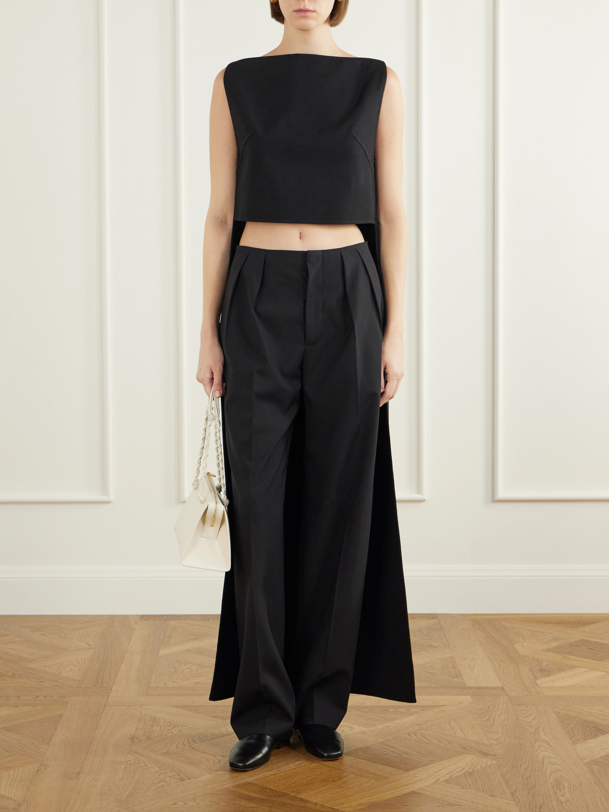 Cropped Wool-Blend Blouse