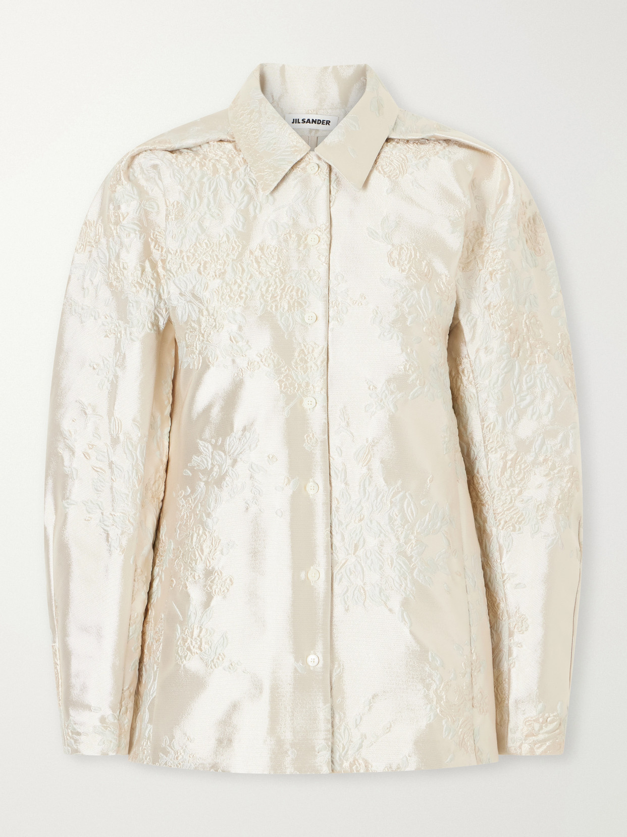 Jil Sander Floral-jacquard Shirt In Silver