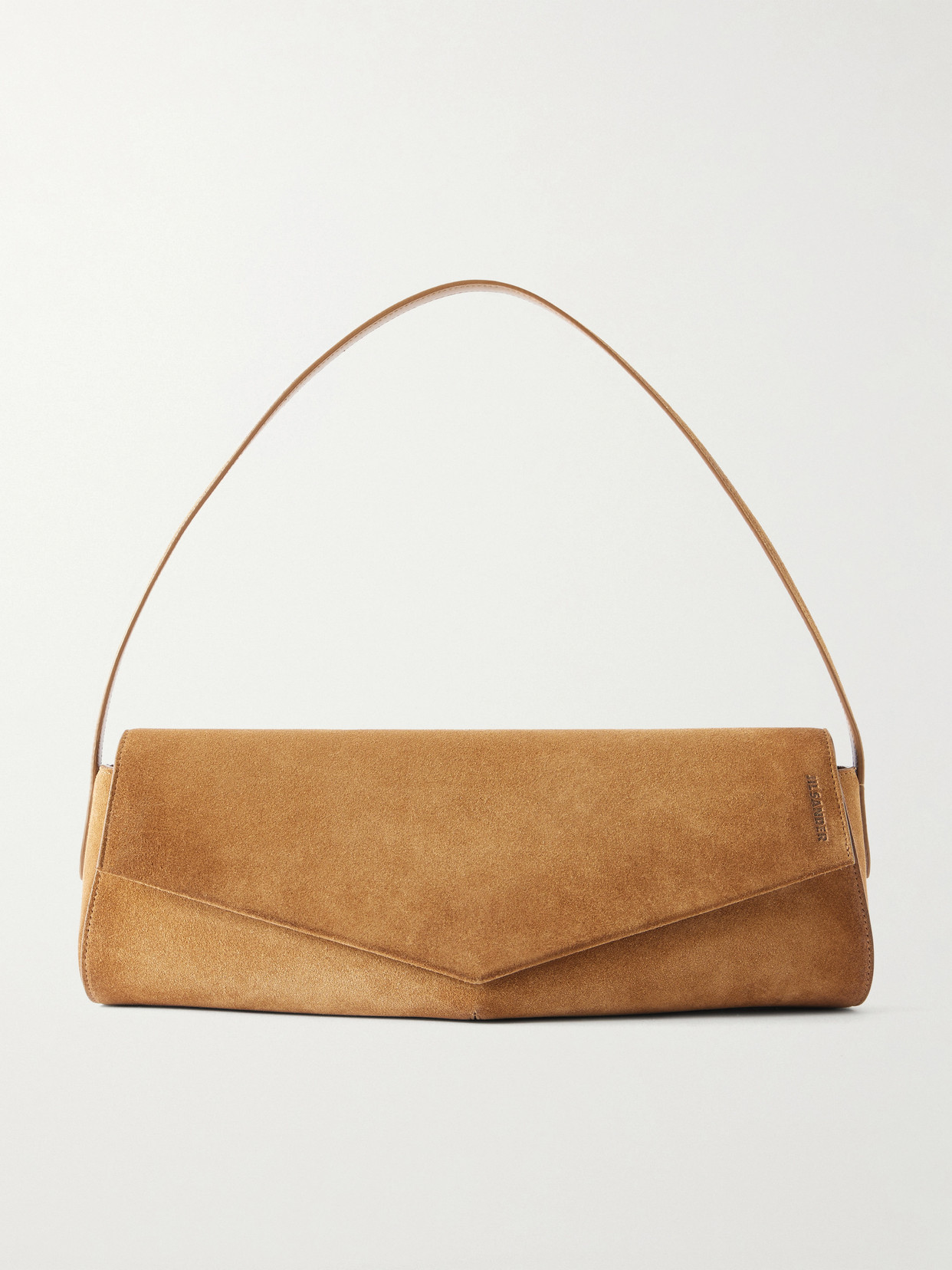 Jil Sander Kante Suede Shoulder Bag In Brown
