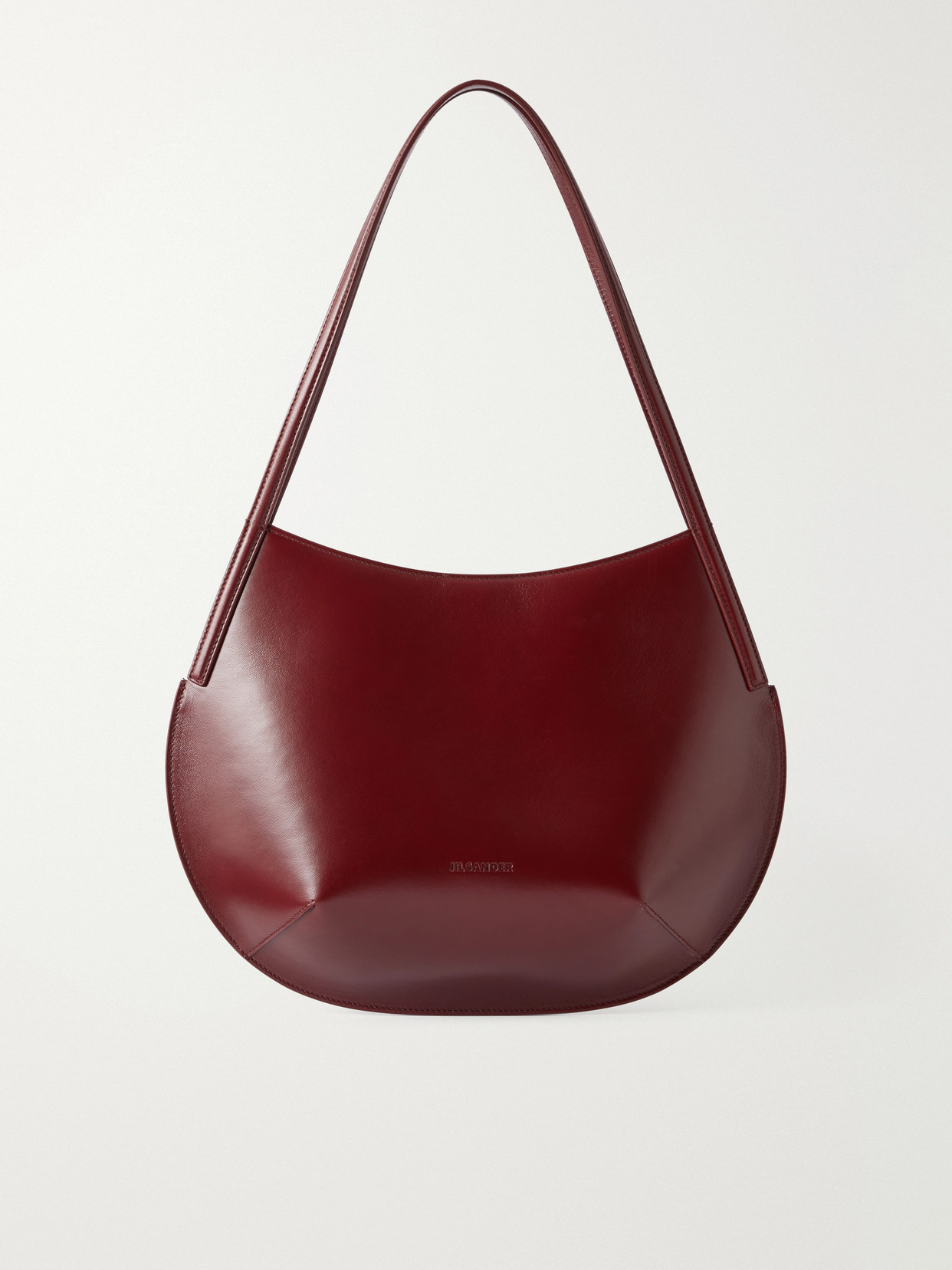 Jil Sander Kante Leather Shoulder Bag In Burgundy