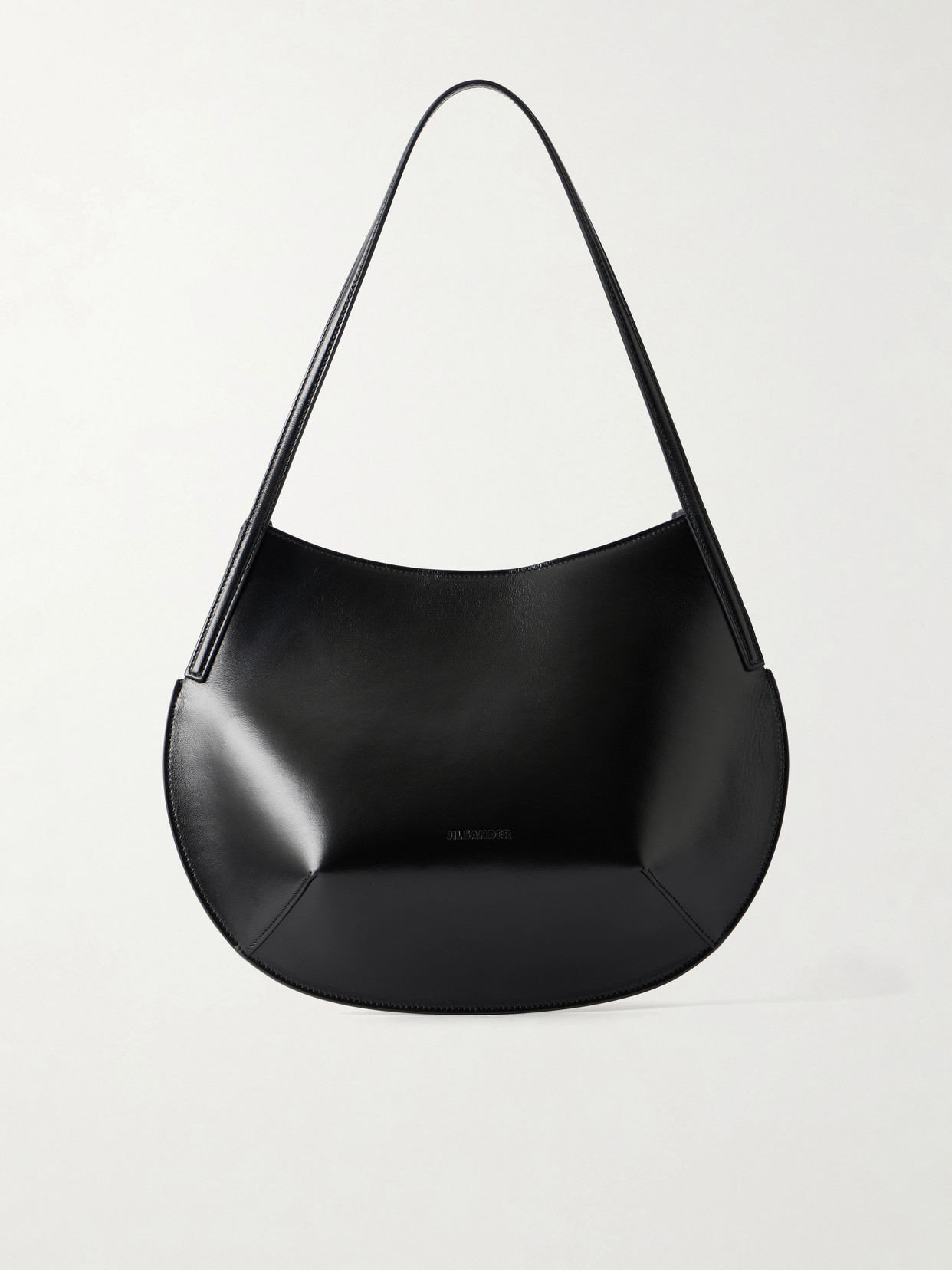 Jil Sander Kante Leather Shoulder Bag In Black