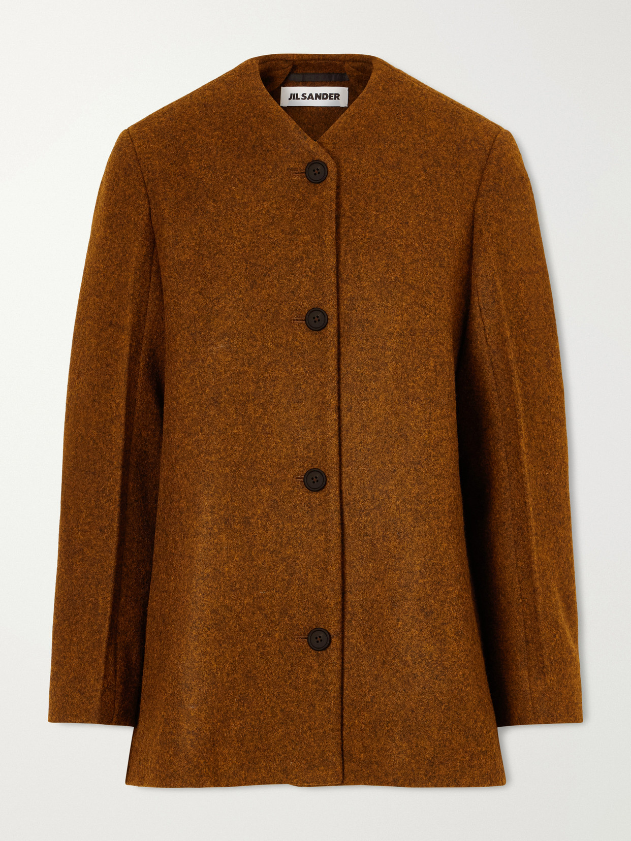 Jil Sander Mélange Wool Jacket In Brown