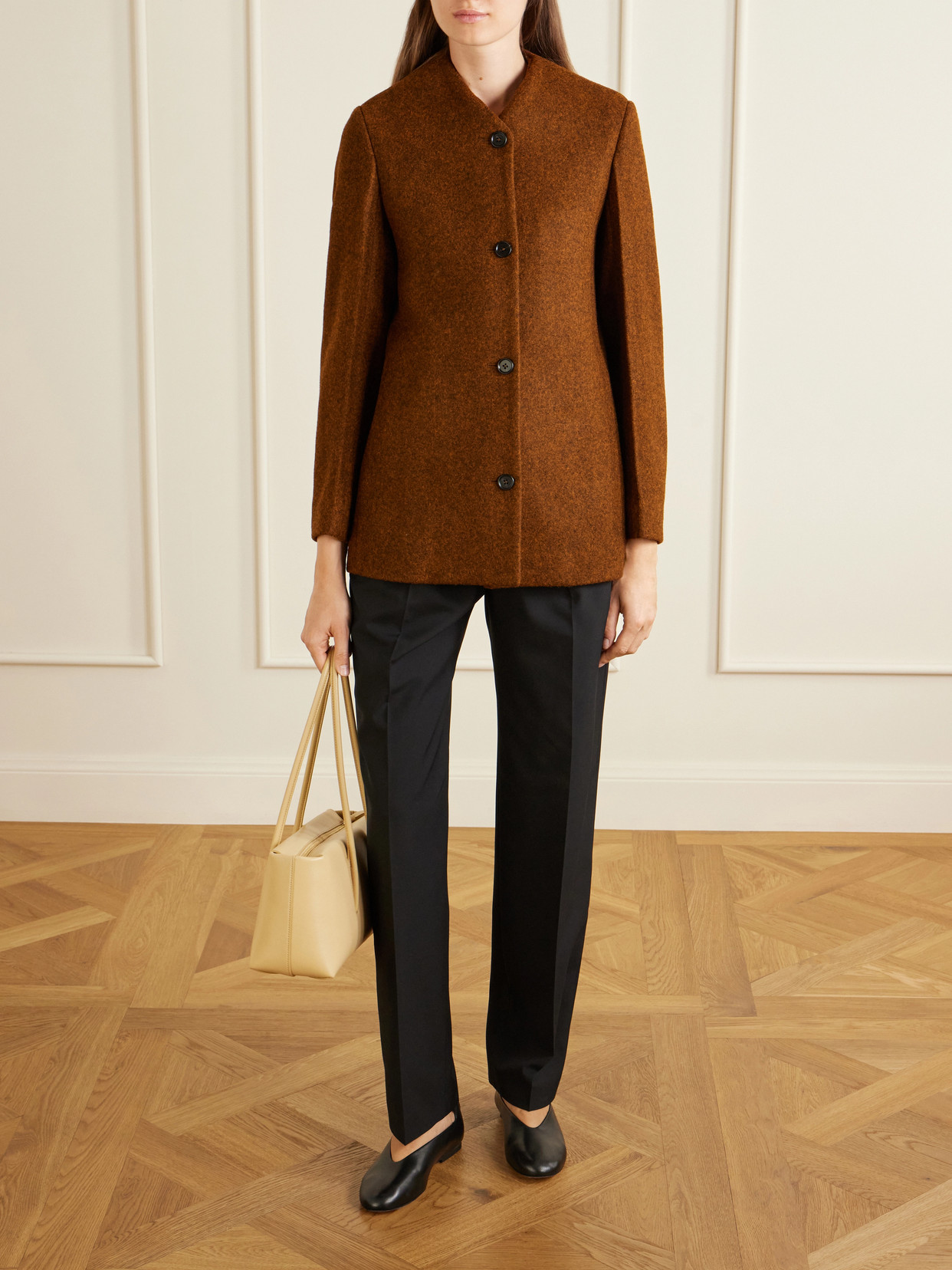 Jil Sander Mélange Wool Jacket In Brown