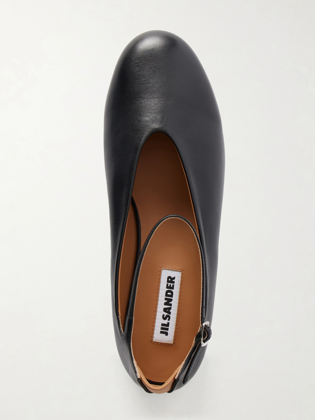 Jil Sander Elyss Leather Ballet Flats In Black