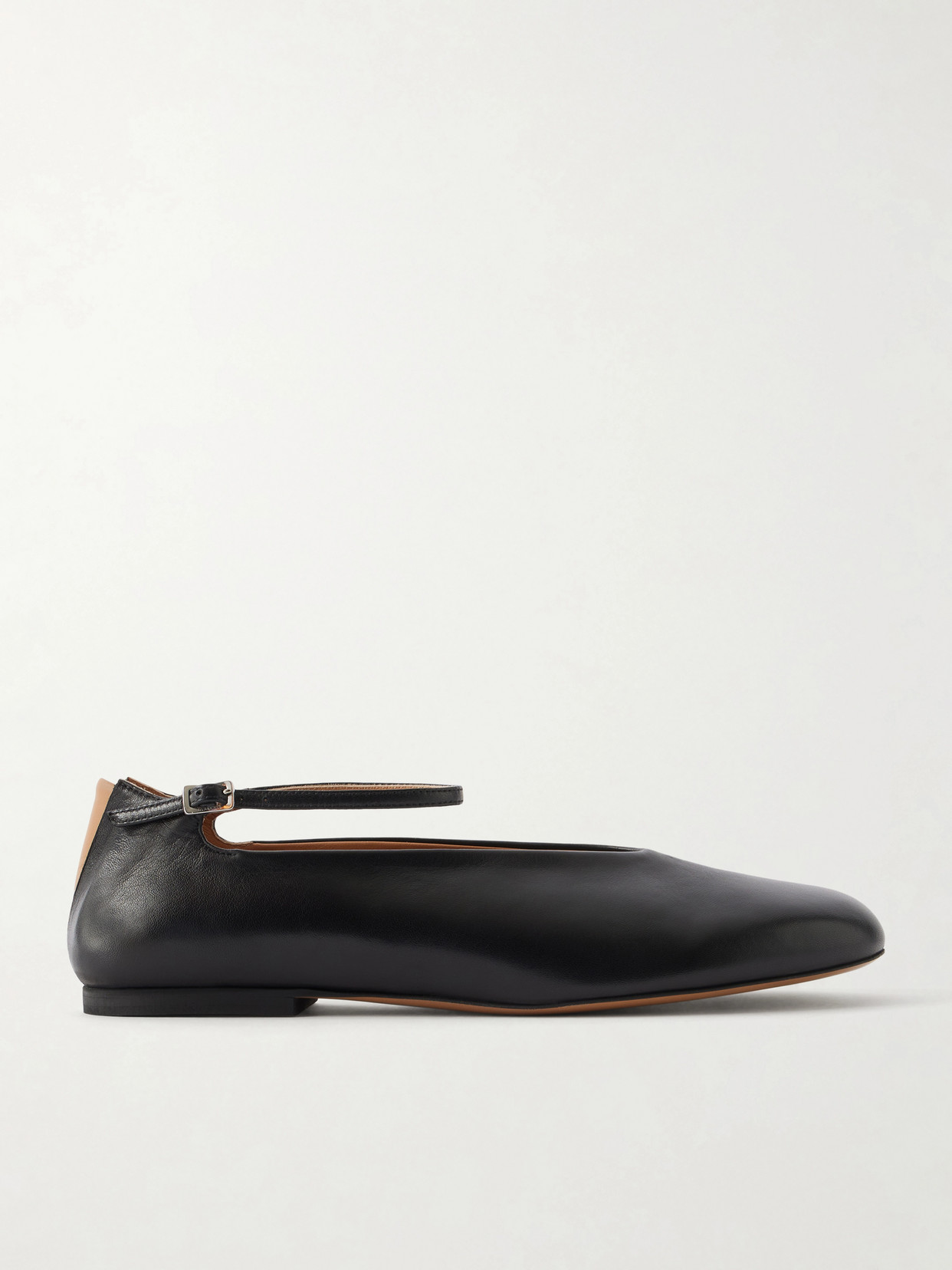 Jil Sander Elyss Leather Ballet Flats In Black