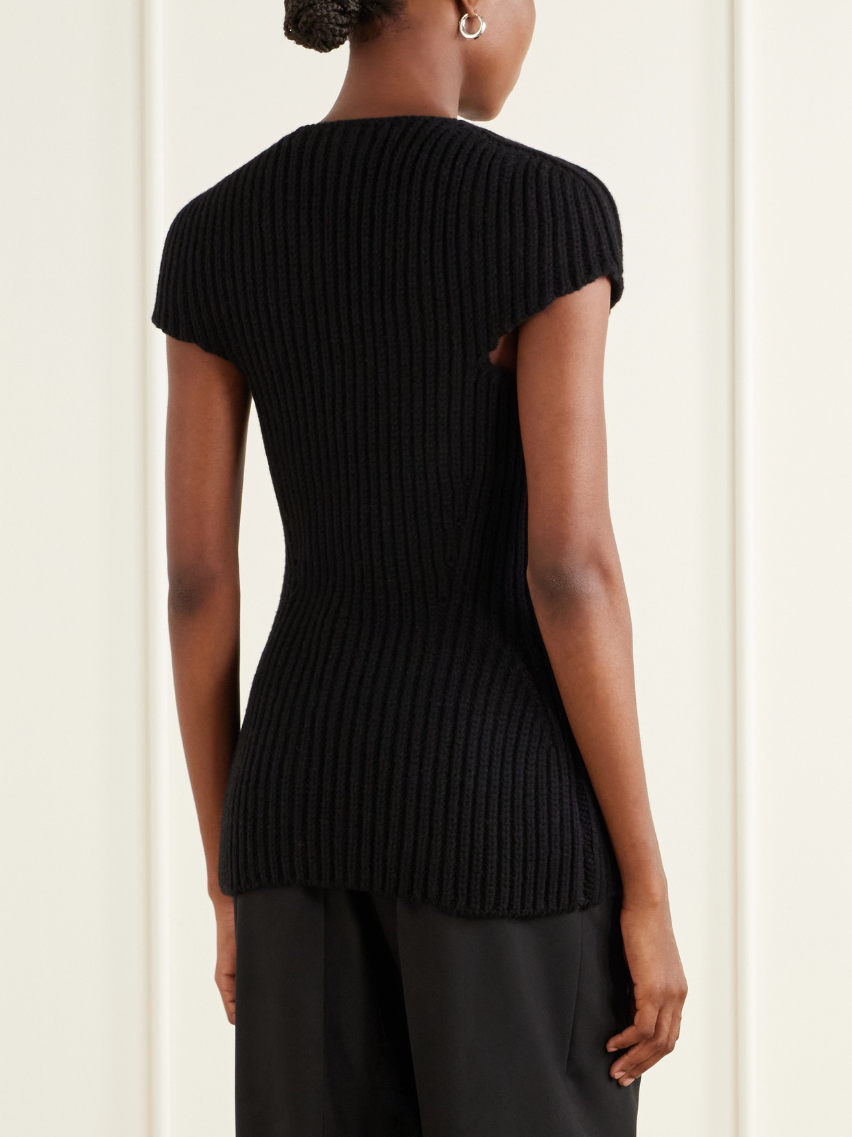 Jil Sander Ribbed Wool Blouse In Black