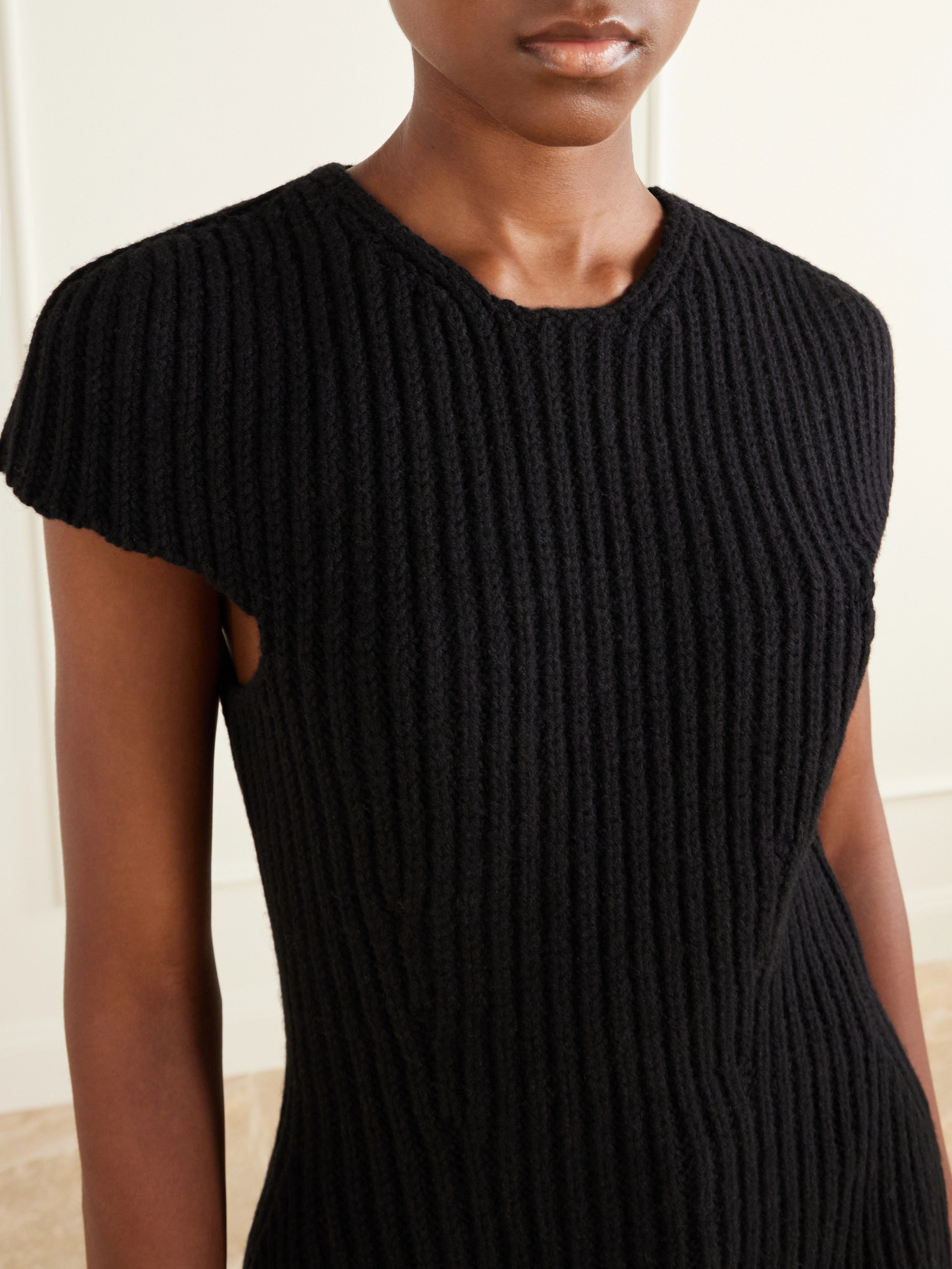 Jil Sander Ribbed Wool Blouse In Black
