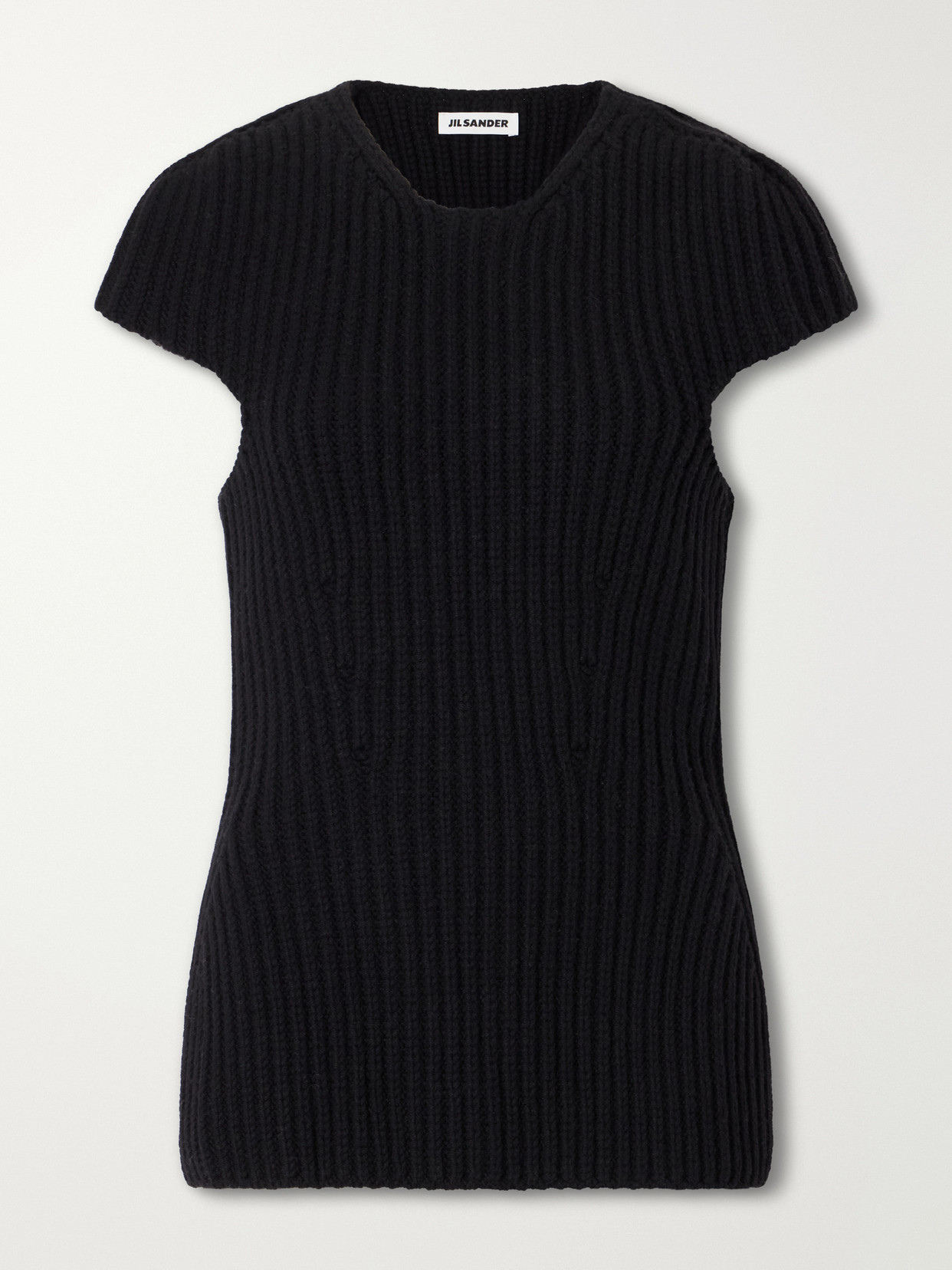 Jil Sander Ribbed Wool Blouse In Black