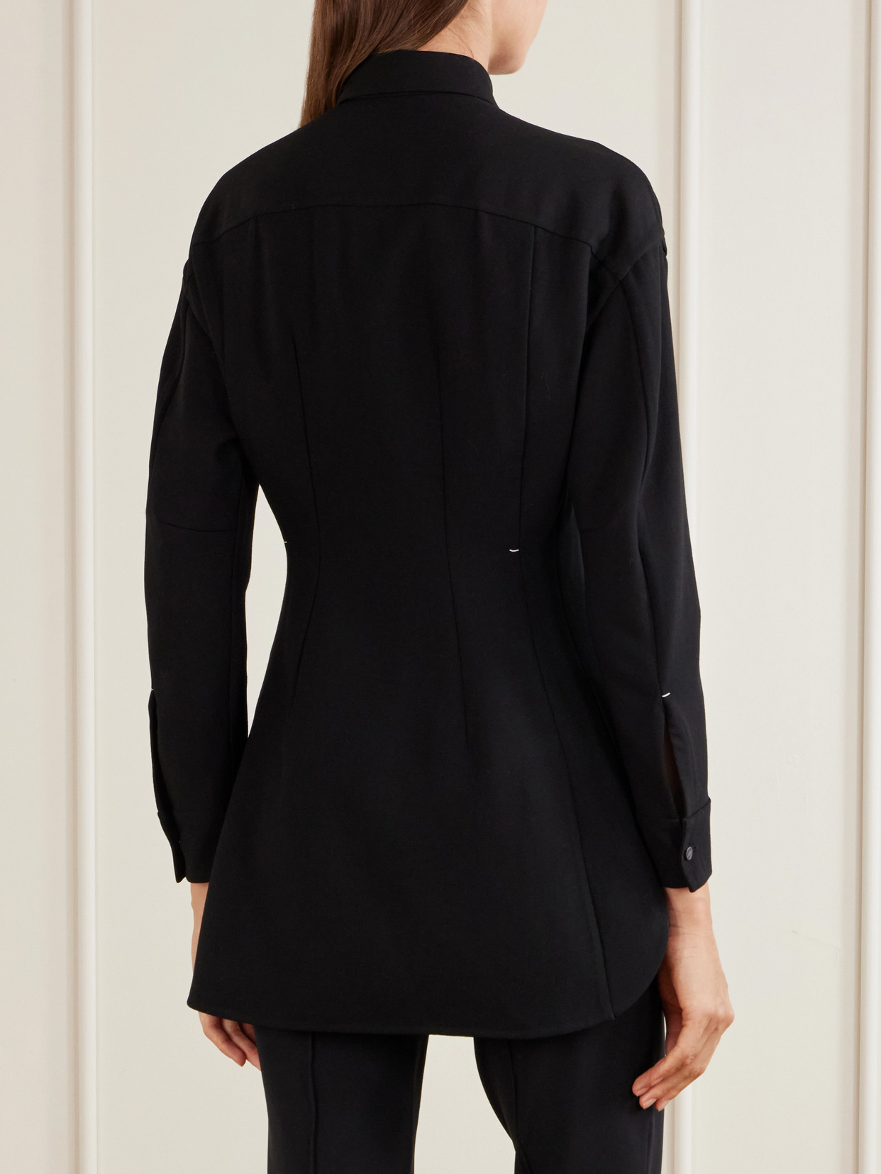 Jil Sander Wool-blend Button-front Shirt In Black