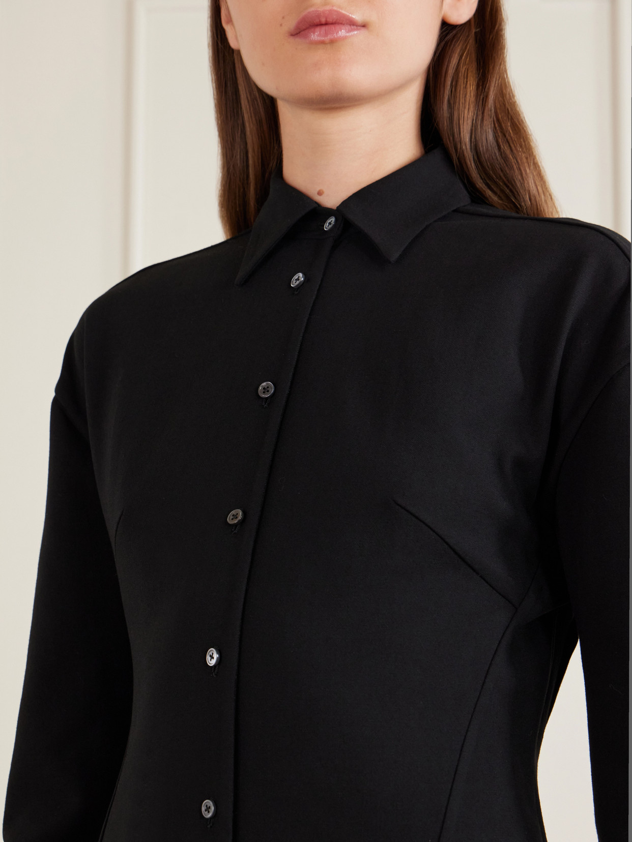 Jil Sander Wool-blend Button-front Shirt In Black