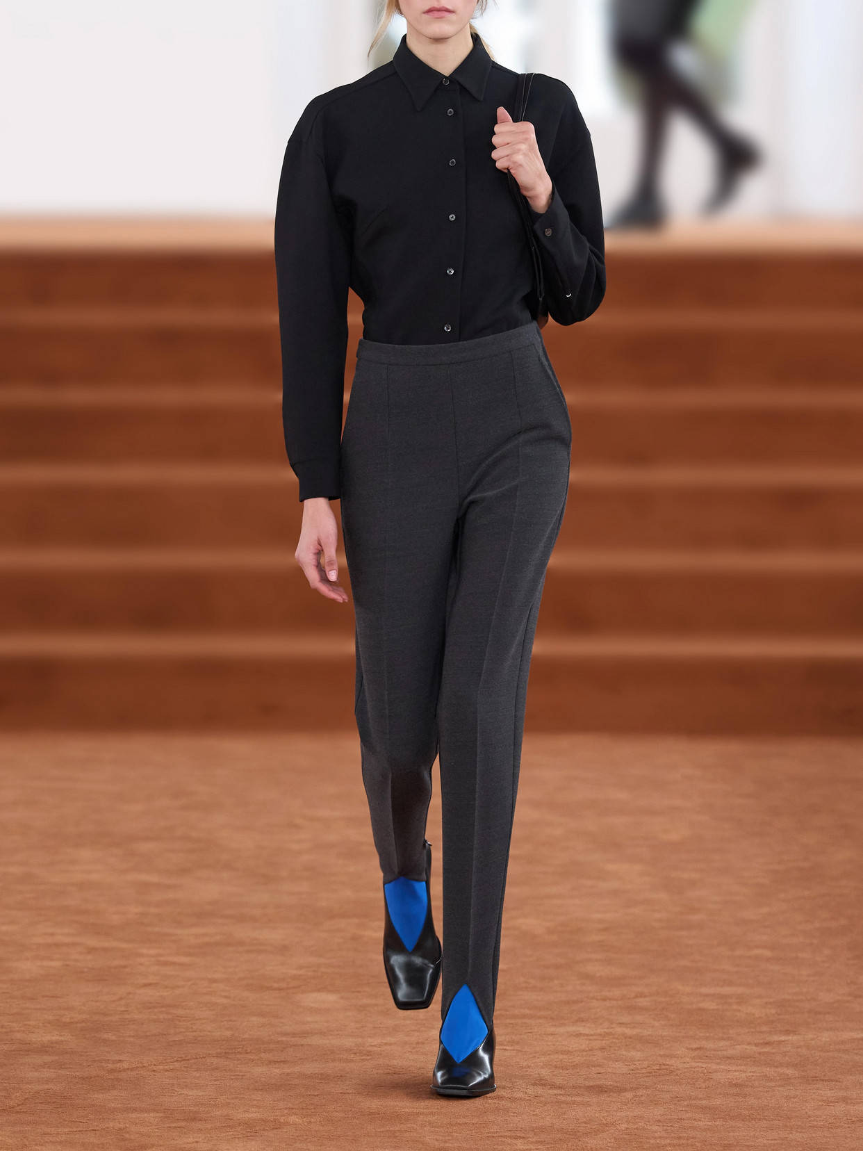 Jil Sander Wool-blend Button-front Shirt In Black