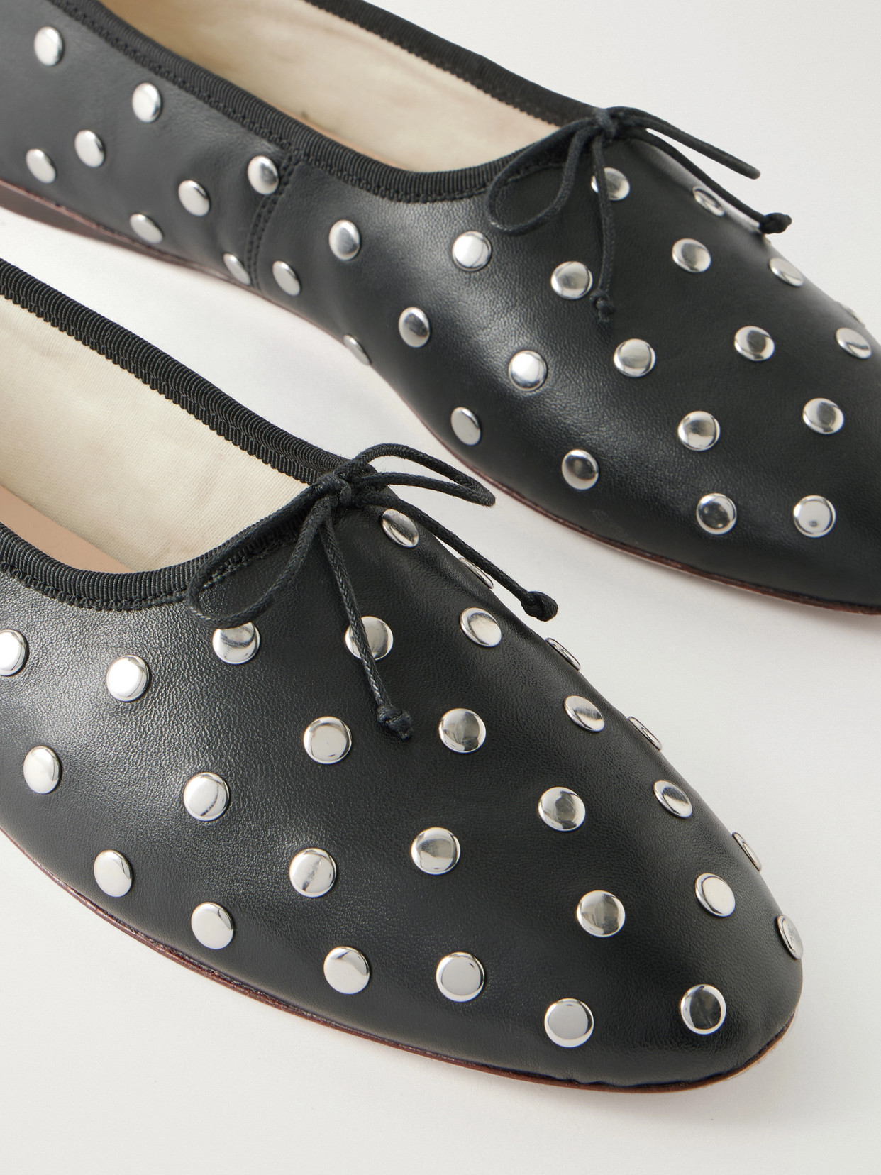 Landon Bow-Detailed Studded Ballet Flats