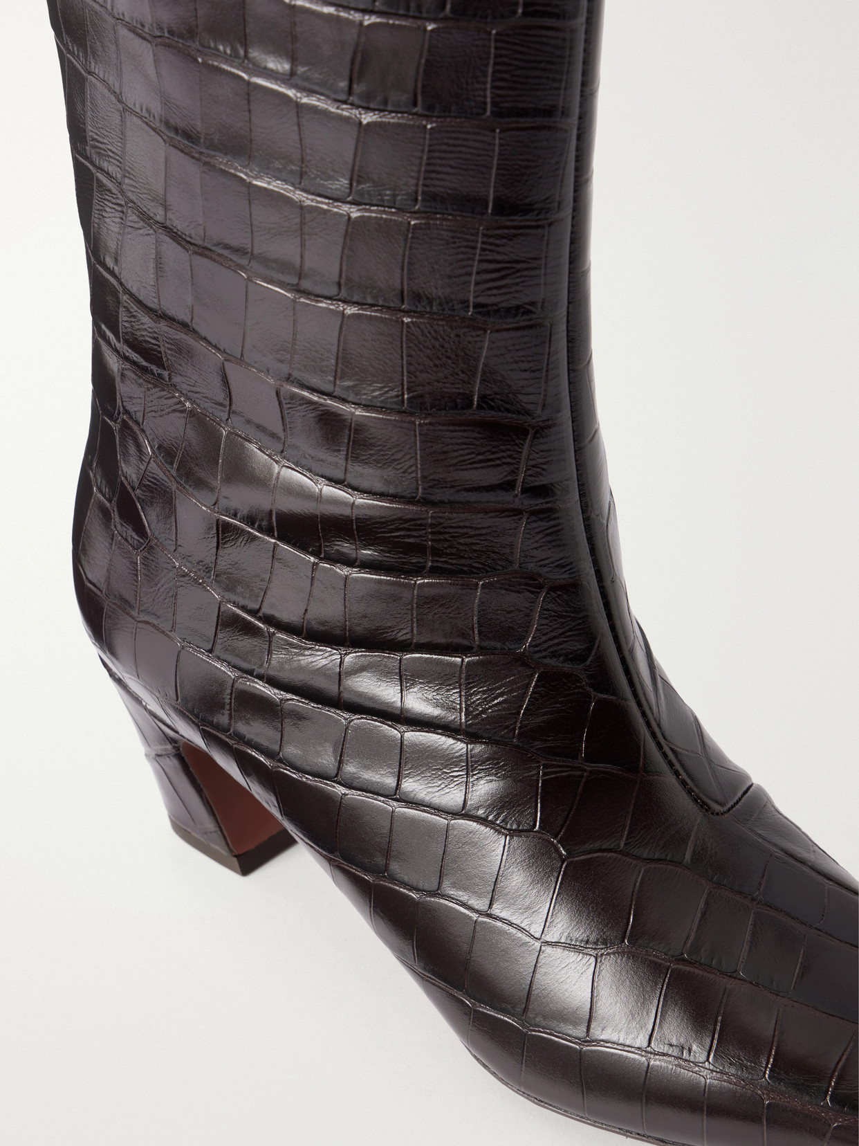 Marley Croc-Effect Leather Knee Boots