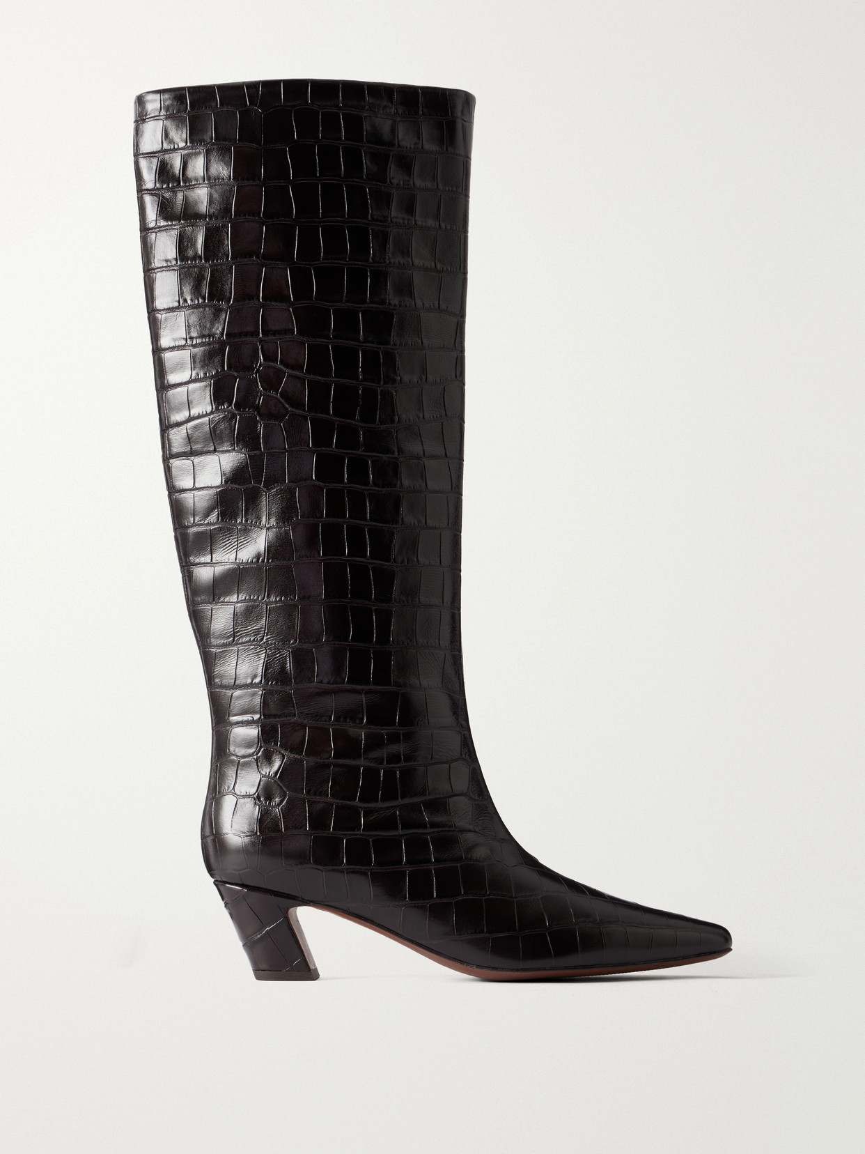 Marley Croc-Effect Leather Knee Boots