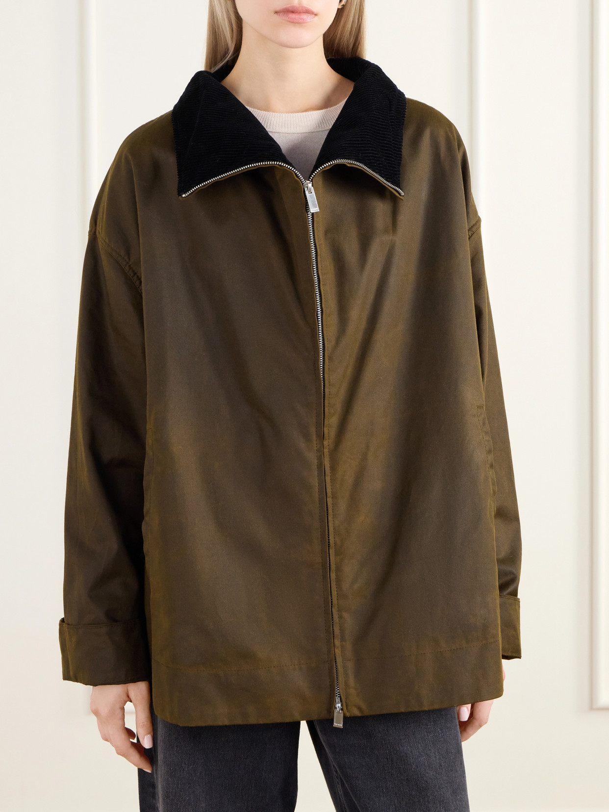 Country Corduroy-Trimmed Cotton-Gabardine Jacket