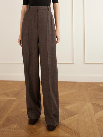 TOTEME Pleated flannel wide-leg pants