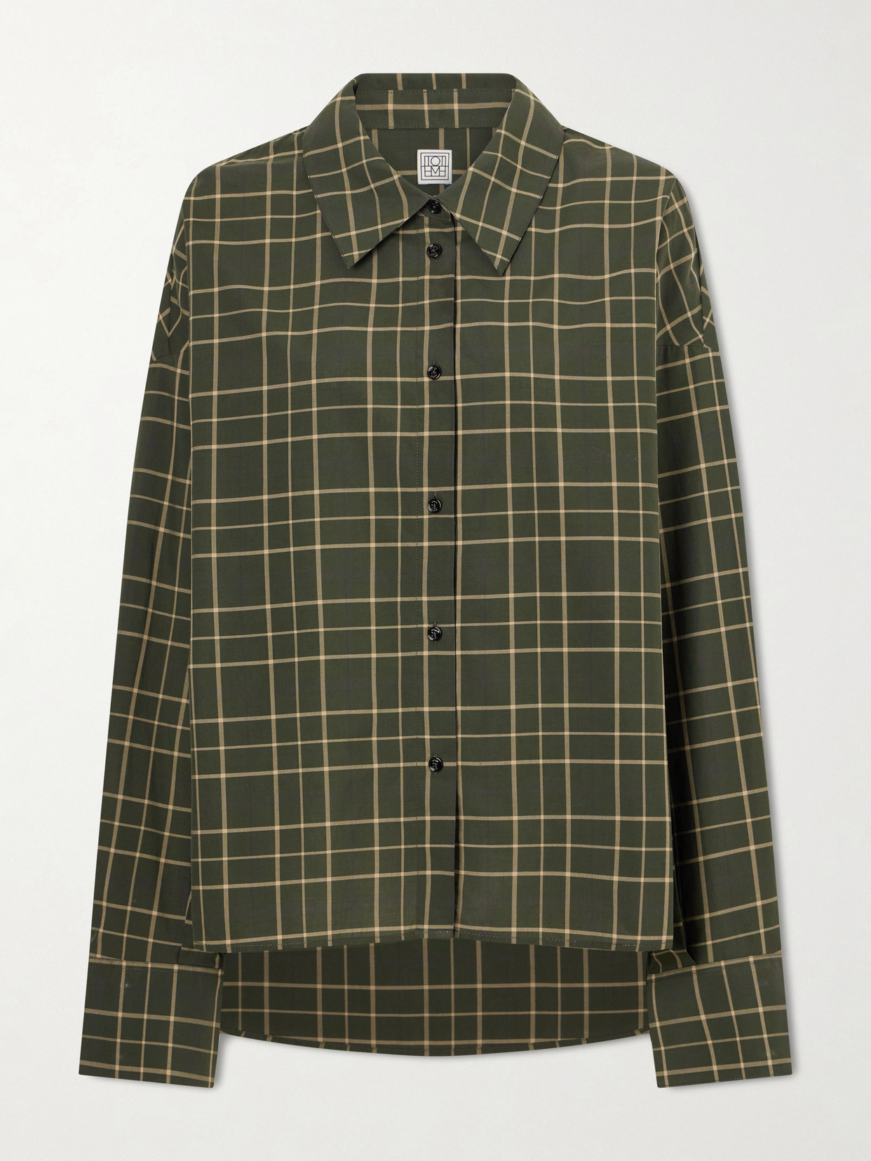 Totême Check-pattern Silk-blend Shirt In Green