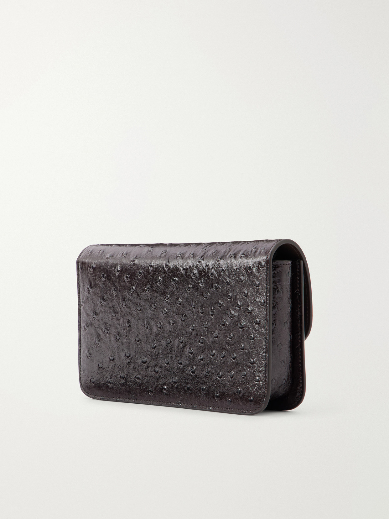 T-Lock Ostrich-Effect Shoulder Bag