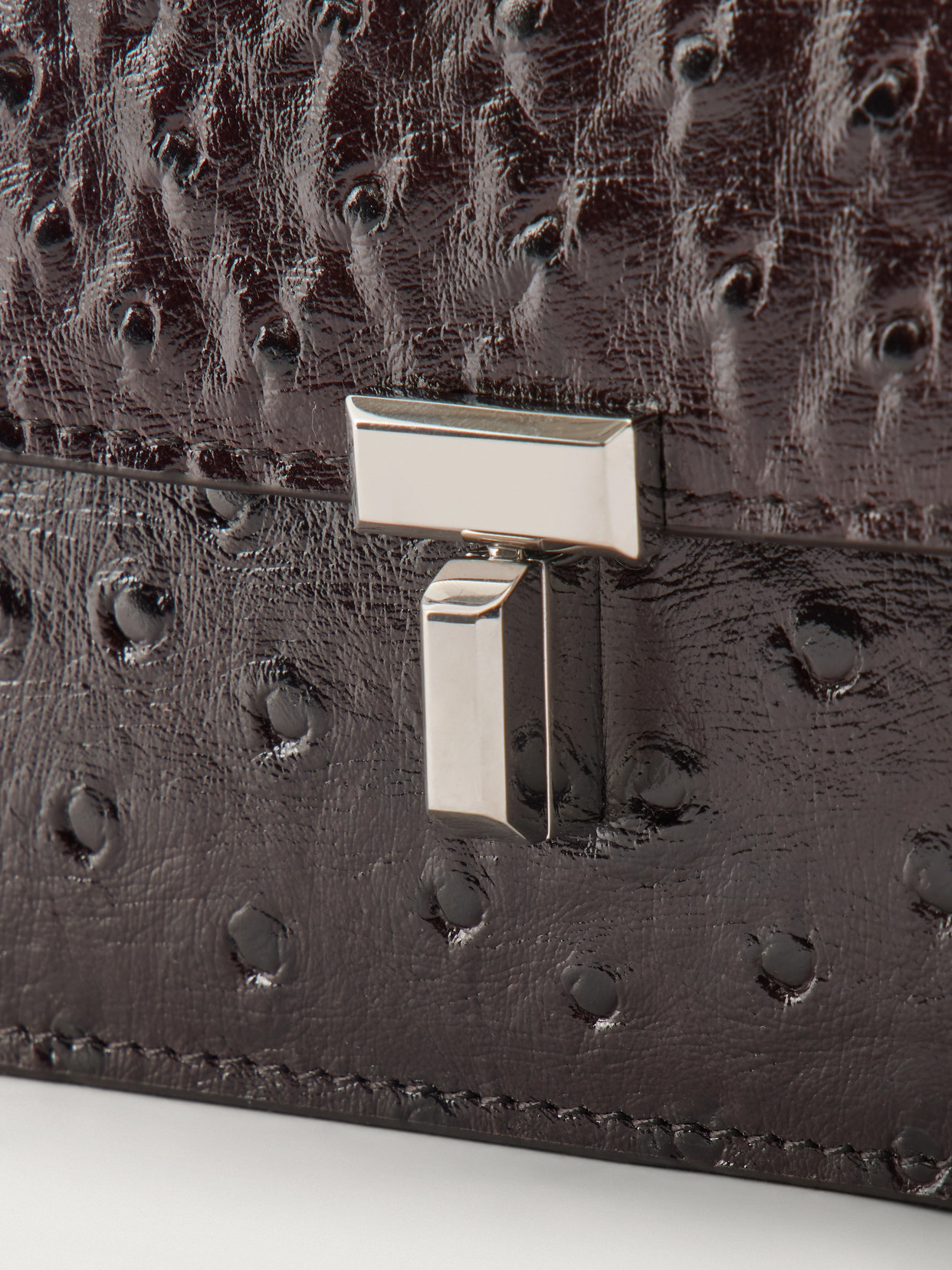 T-Lock Ostrich-Effect Shoulder Bag