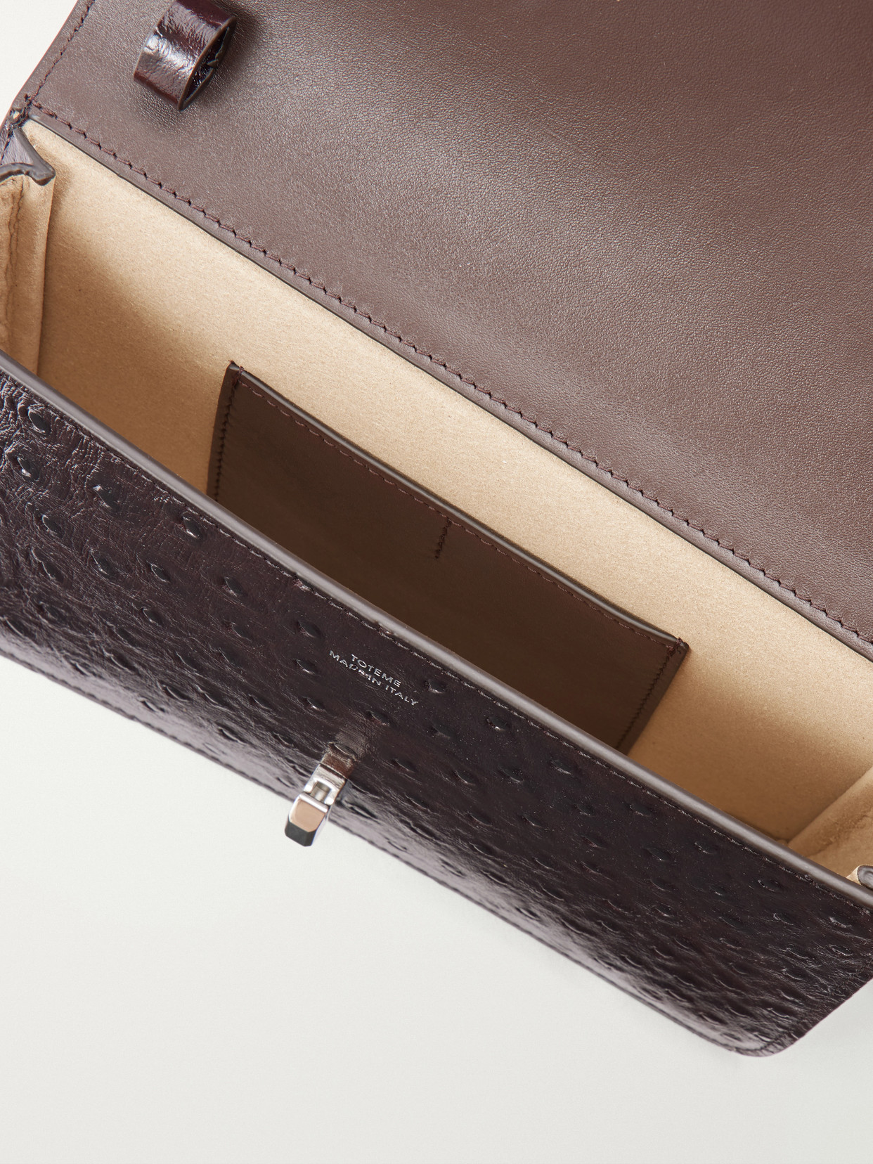 T-Lock Ostrich-Effect Shoulder Bag