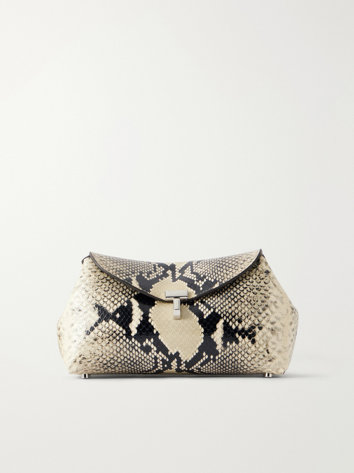 Totême T-lock Mini Snake-effect Leather Clutch In Animal Print