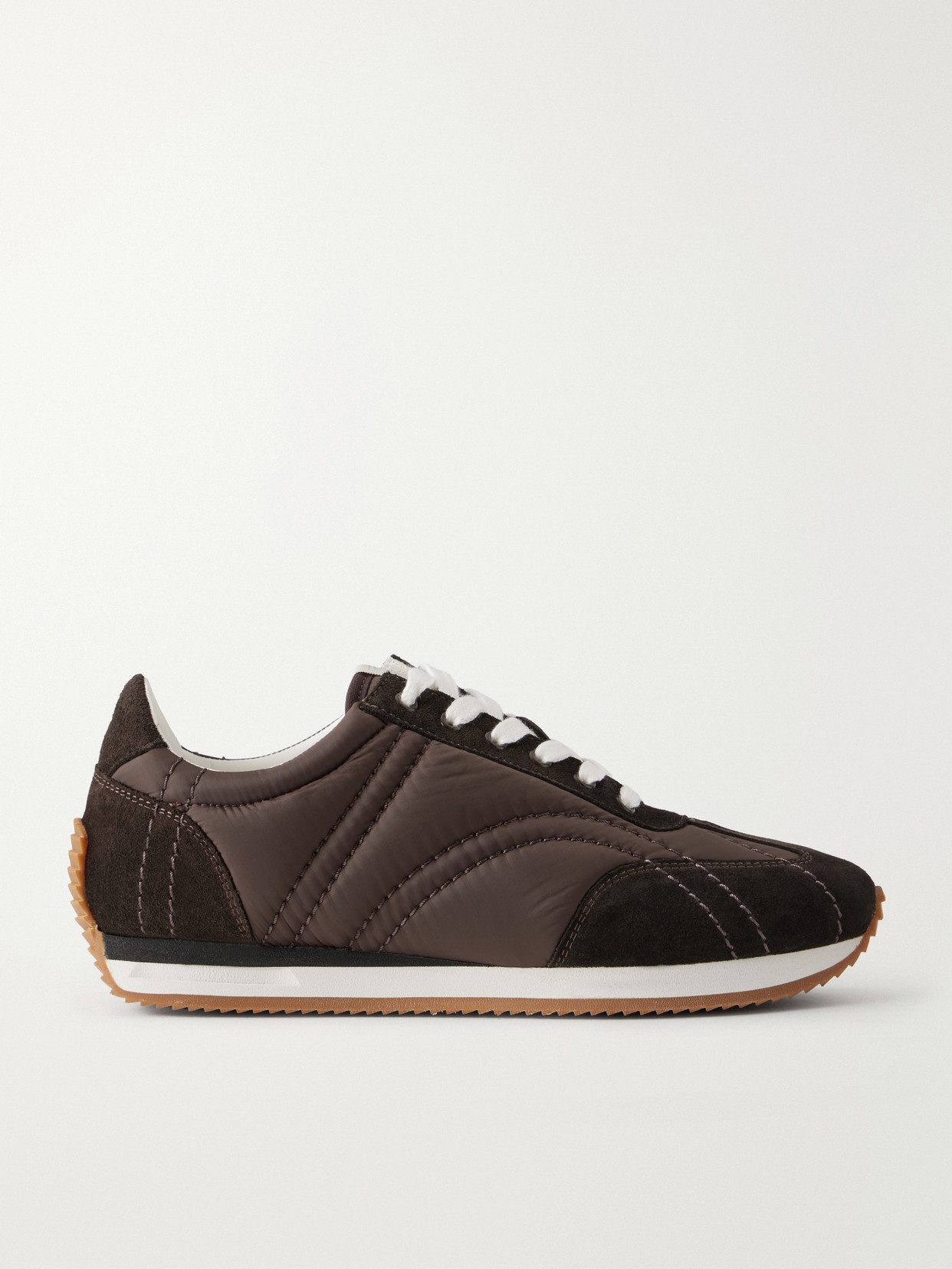 Totême Leather-trimmed Shell Sneakers In Brown