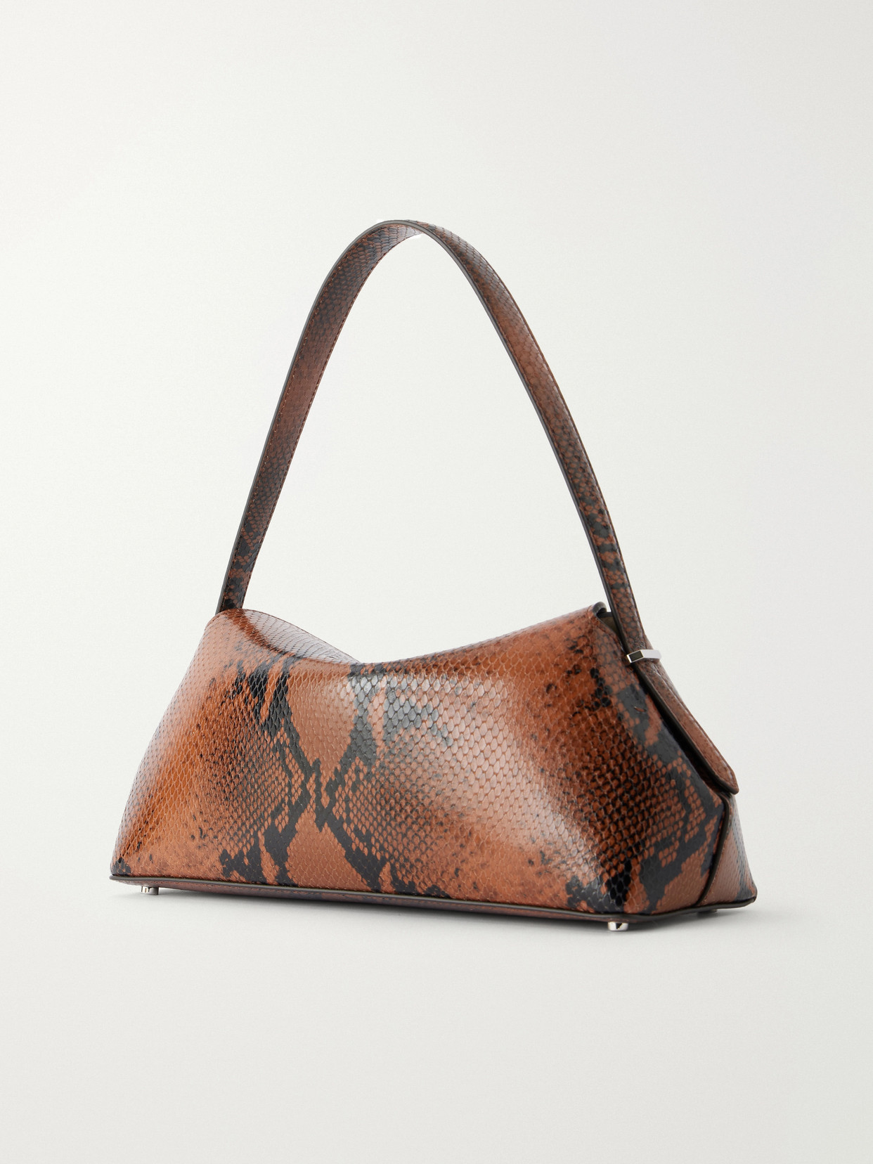 T-Lock Snake-Effect Shoulder Bag