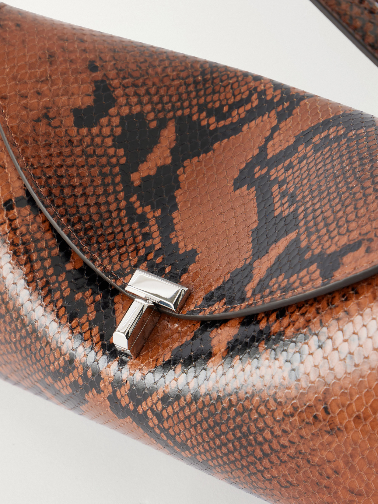T-Lock Snake-Effect Shoulder Bag