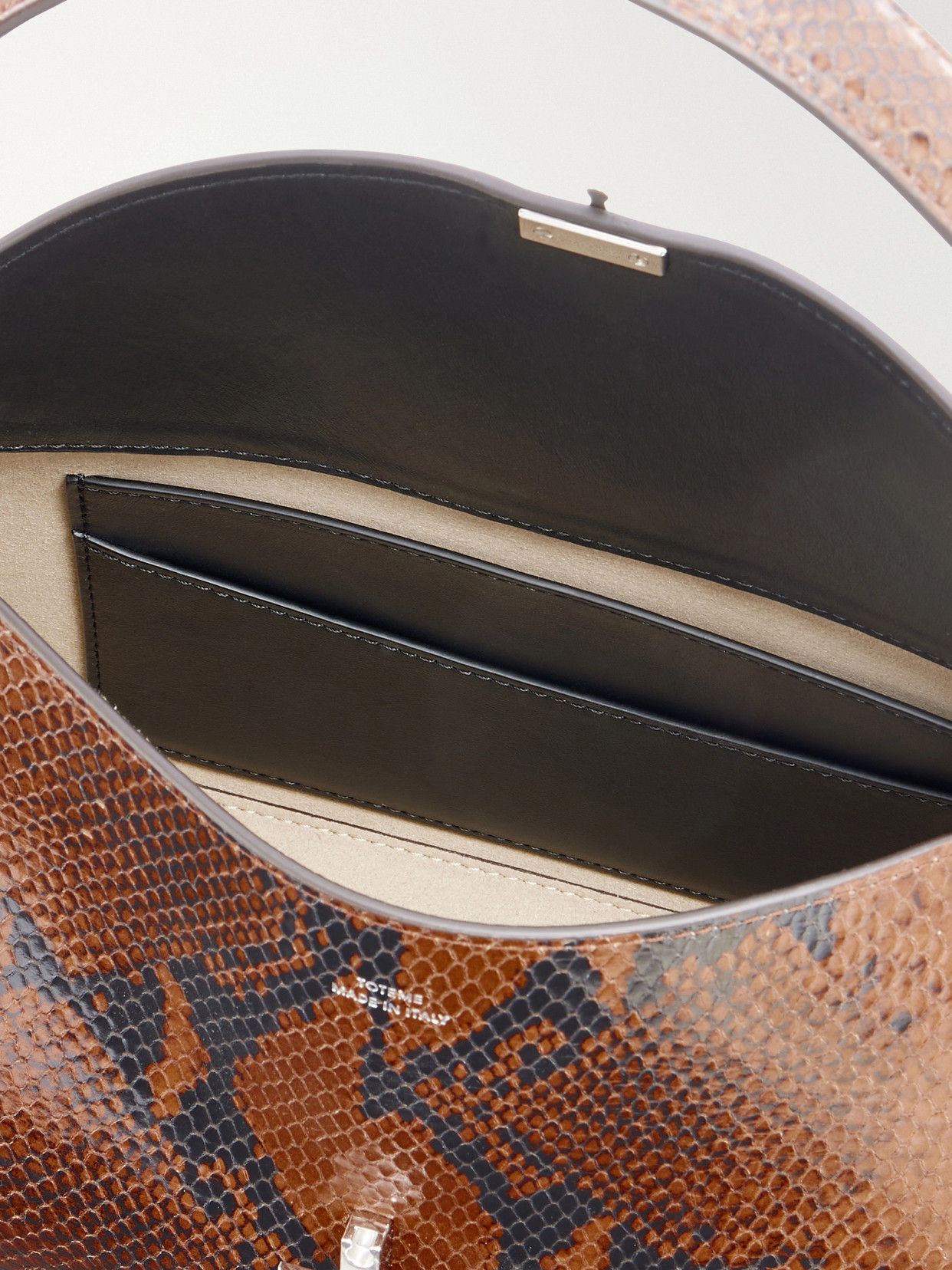 T-Lock Snake-Effect Shoulder Bag