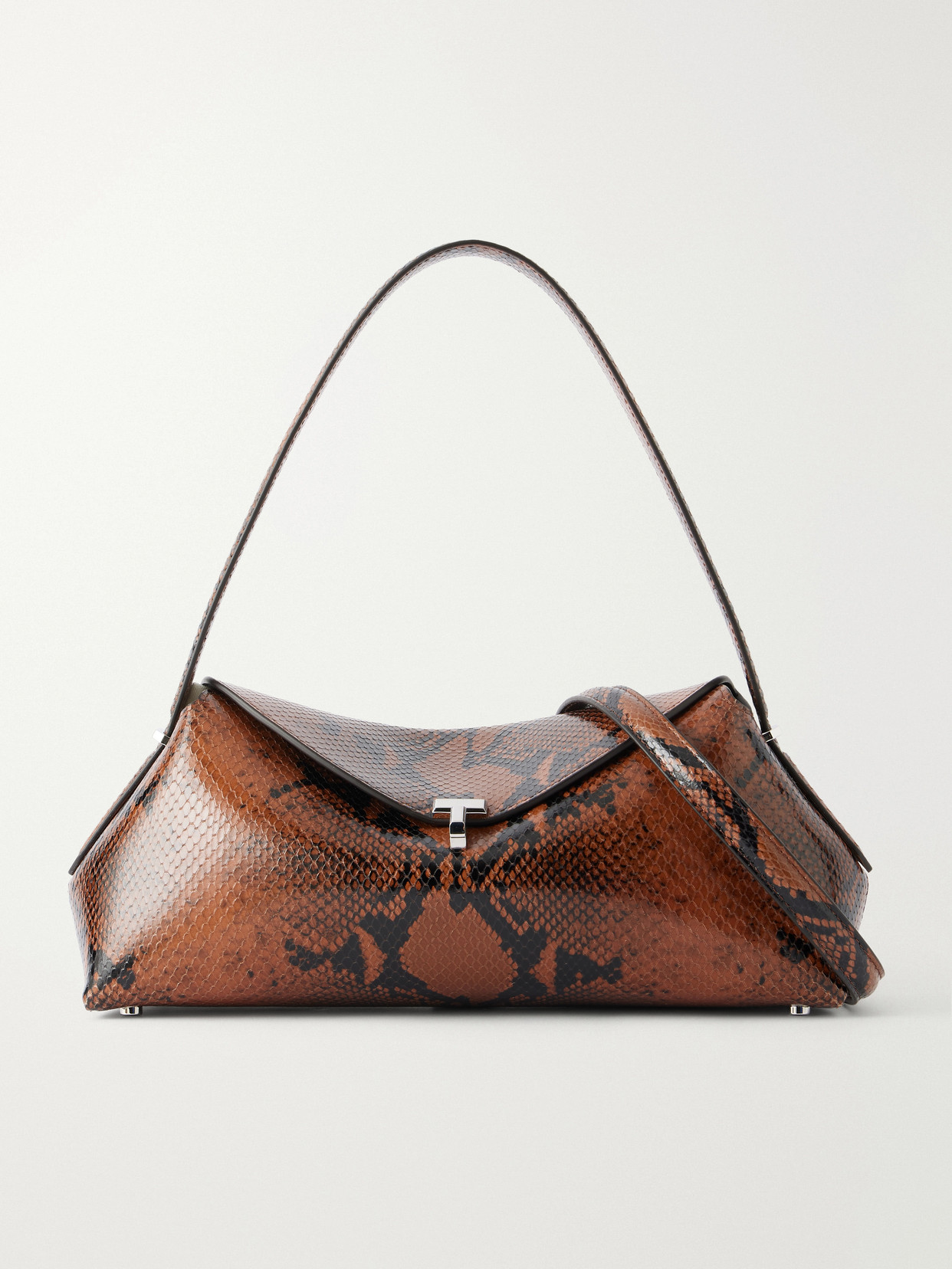 T-Lock Snake-Effect Shoulder Bag