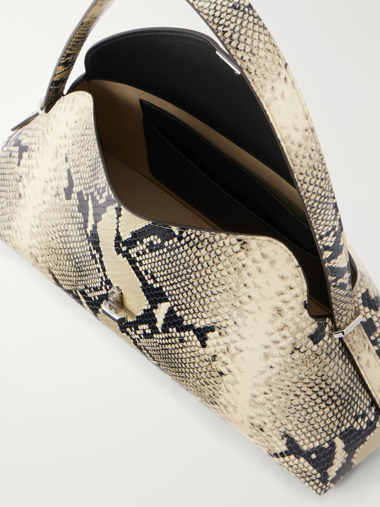 T-Lock Snake-Effect Shoulder Bag