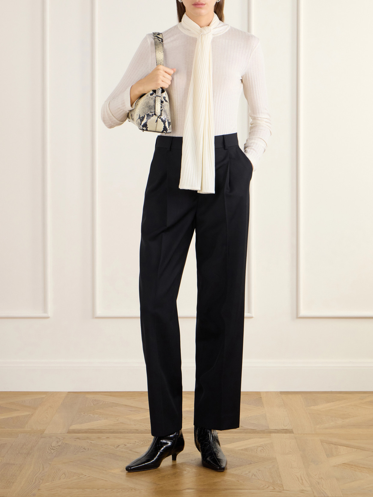 T-Lock Snake-Effect Shoulder Bag
