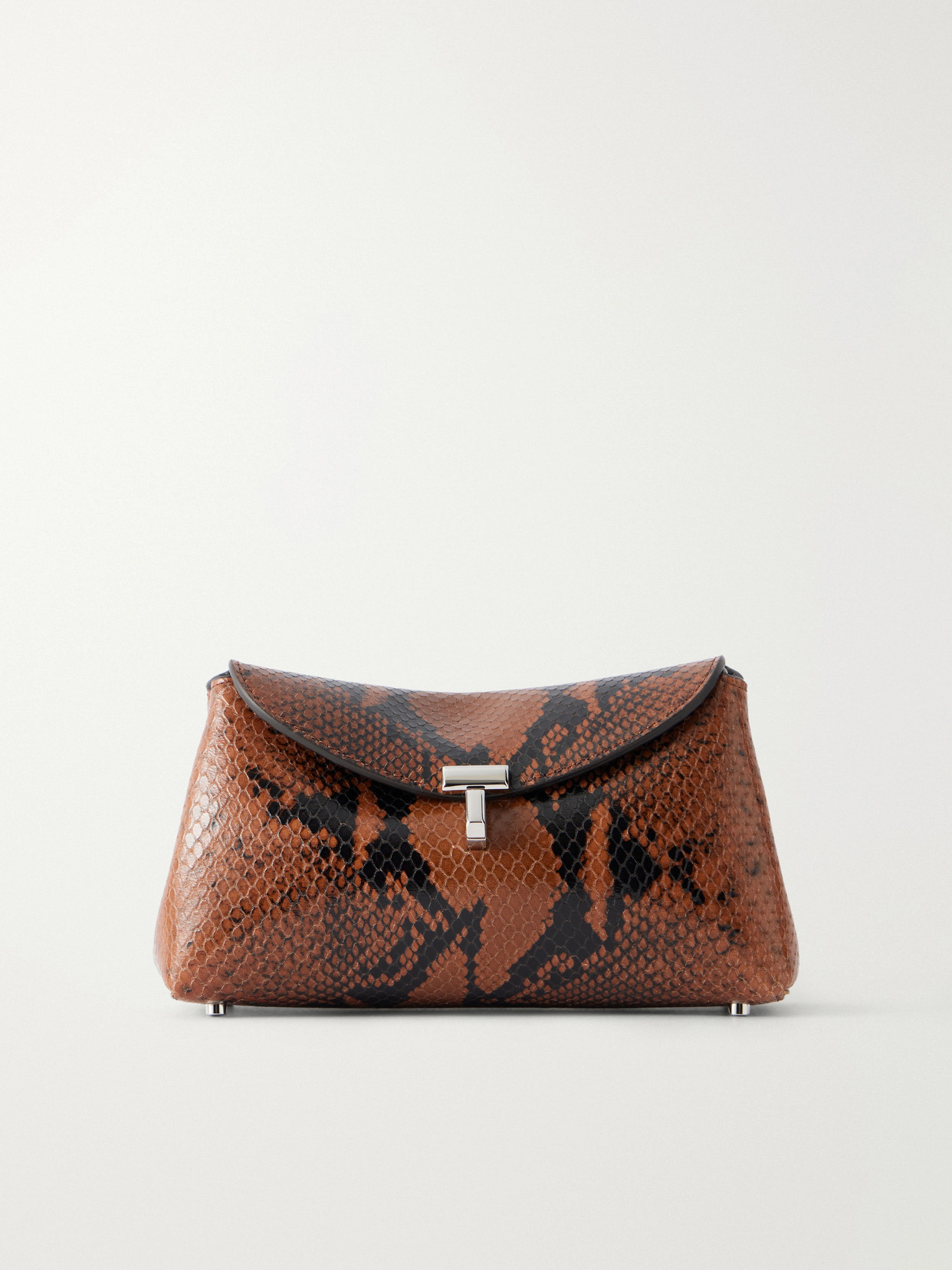 Totême T-lock Mini Snake-effect Leather Clutch In Animal Print