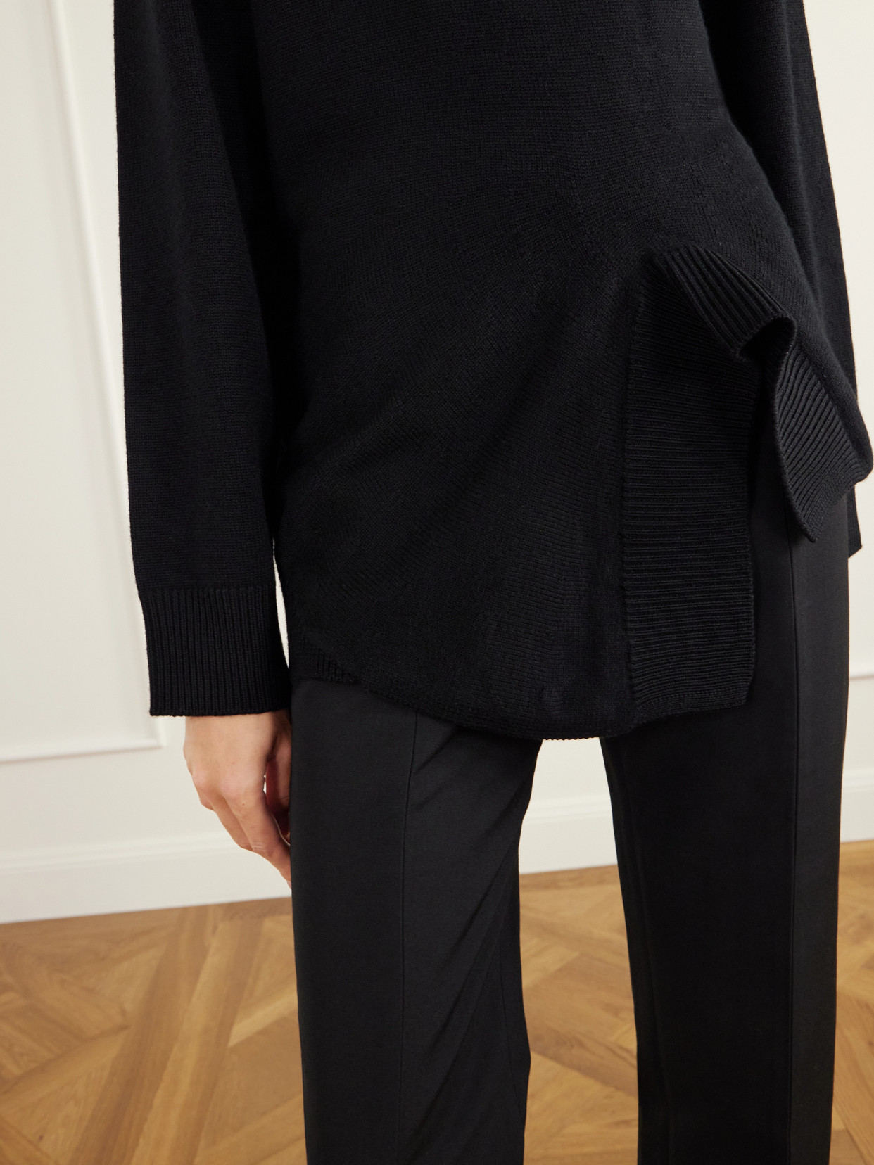 Asymmetric Rib-Trimmed Merino Wool, Cashmere And Cotton-Blend Sweater