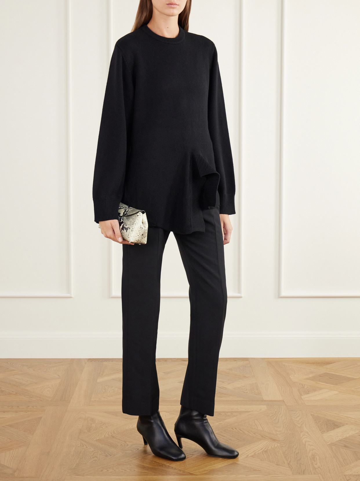 Asymmetric Rib-Trimmed Merino Wool, Cashmere And Cotton-Blend Sweater