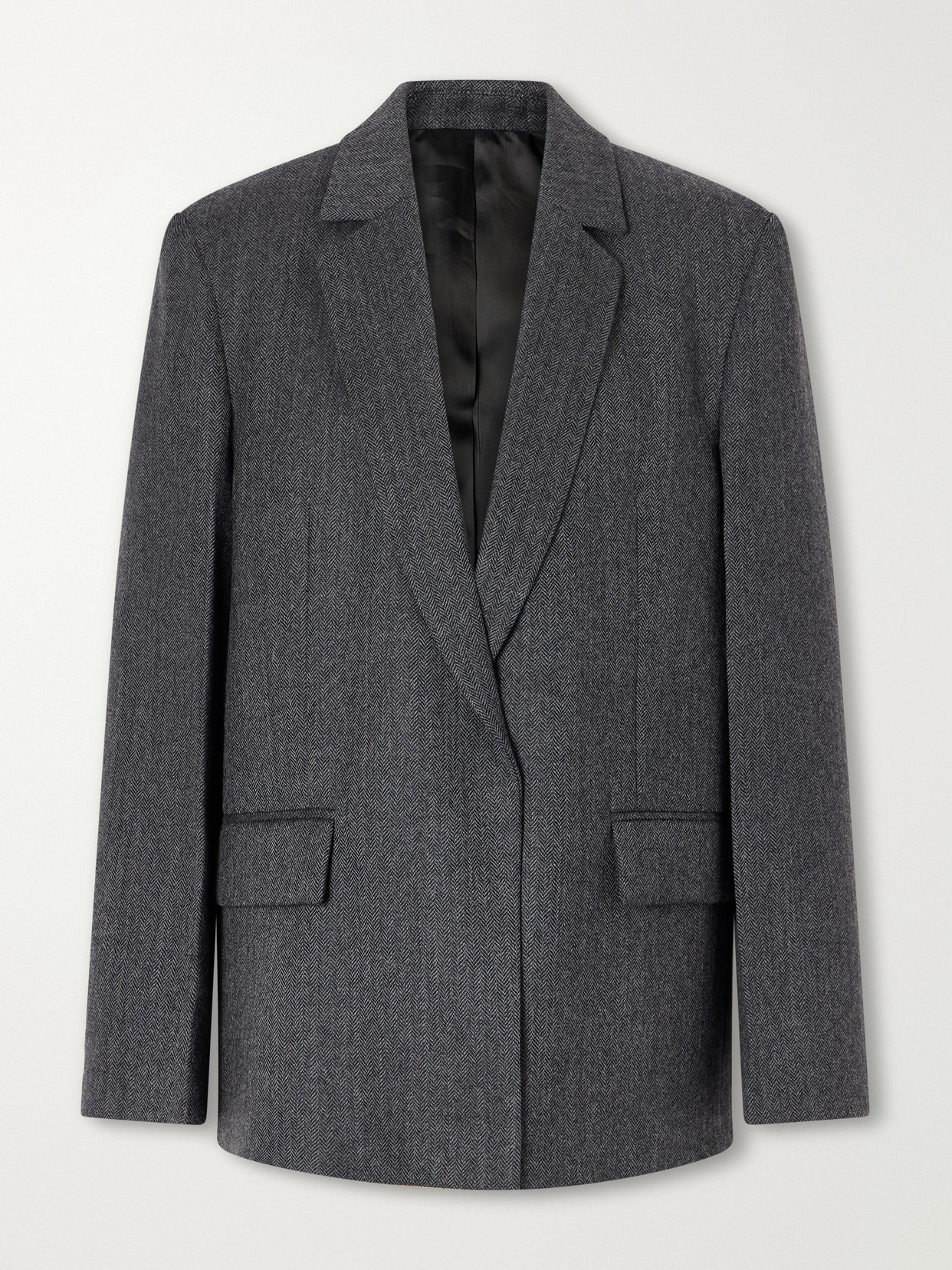 Totême Herringbone Wool Blazer In Gray
