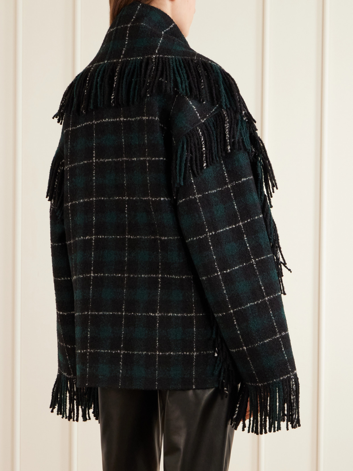 Fringed Checked Wool-Blend Jacket