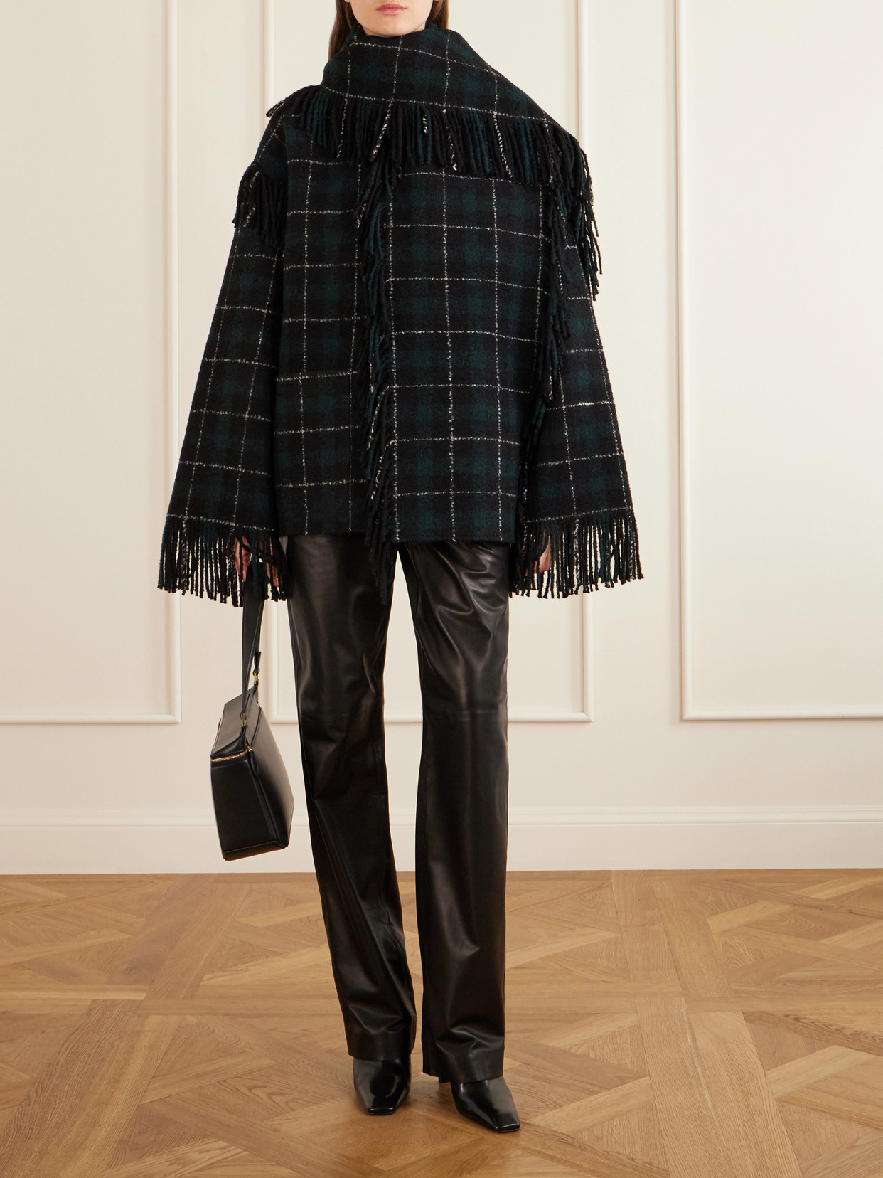 Fringed Checked Wool-Blend Jacket