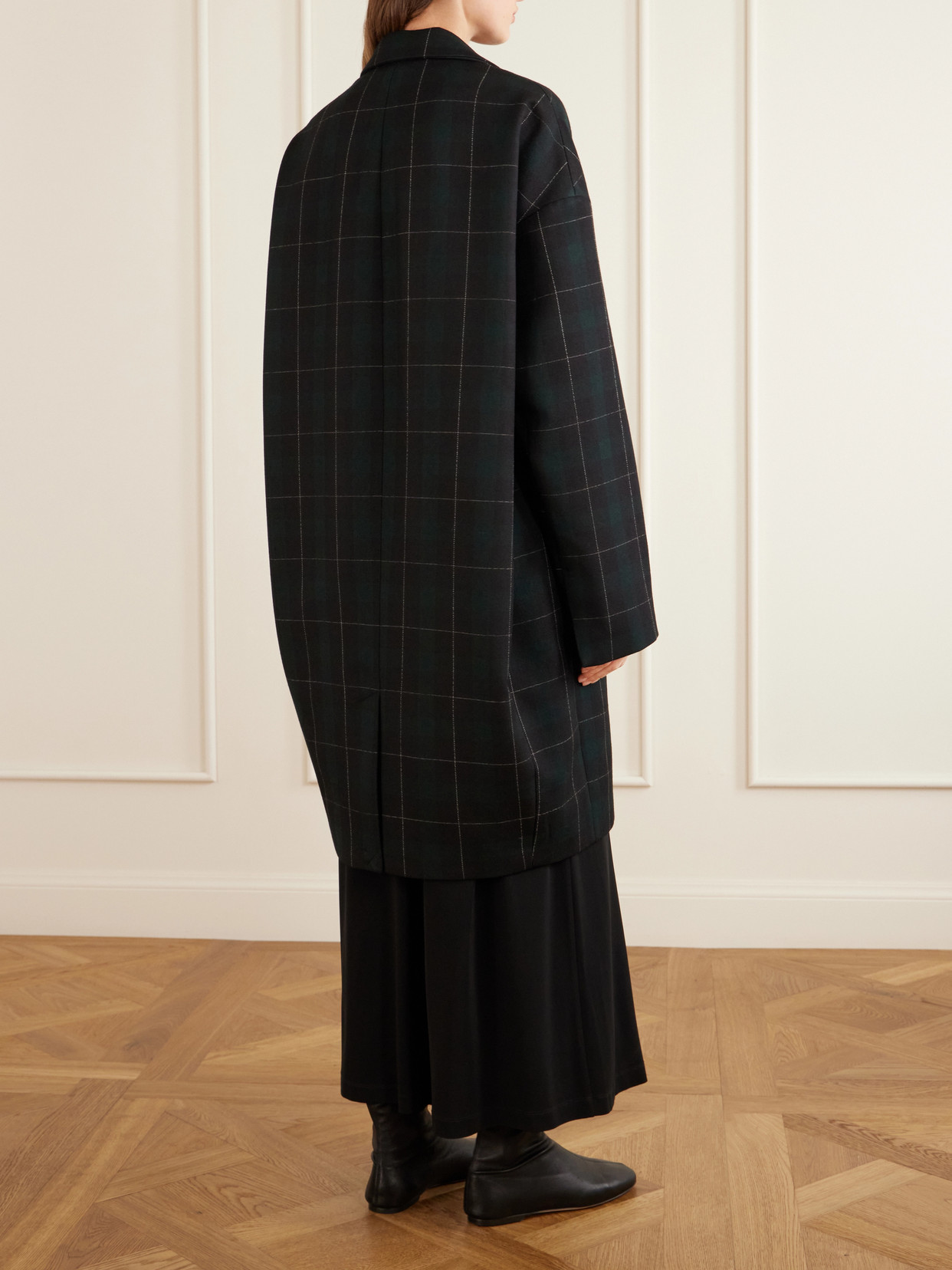Checked Wool-Blend Coat