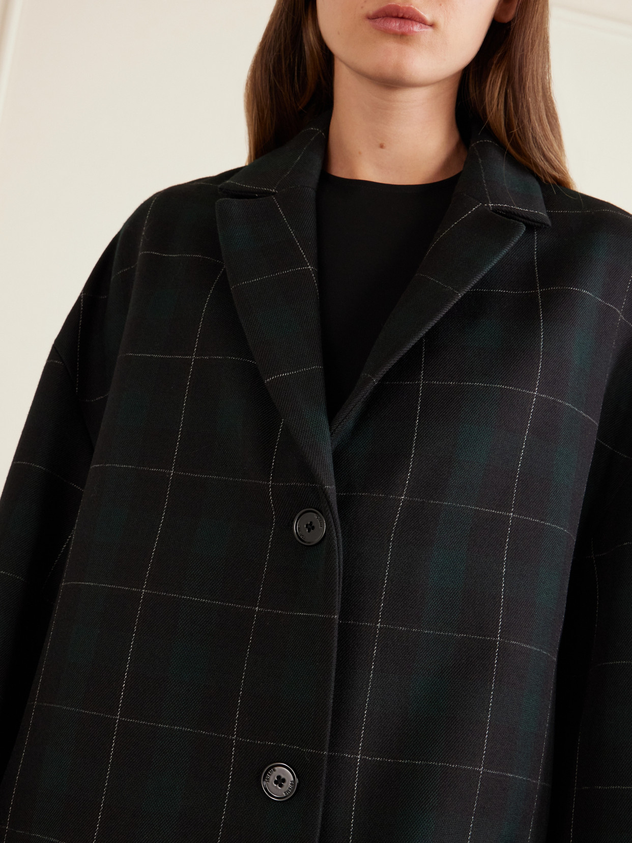 Checked Wool-Blend Coat