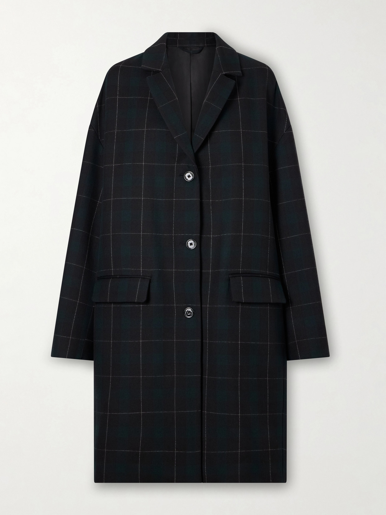Totême Checked Wool-blend Coat In Green
